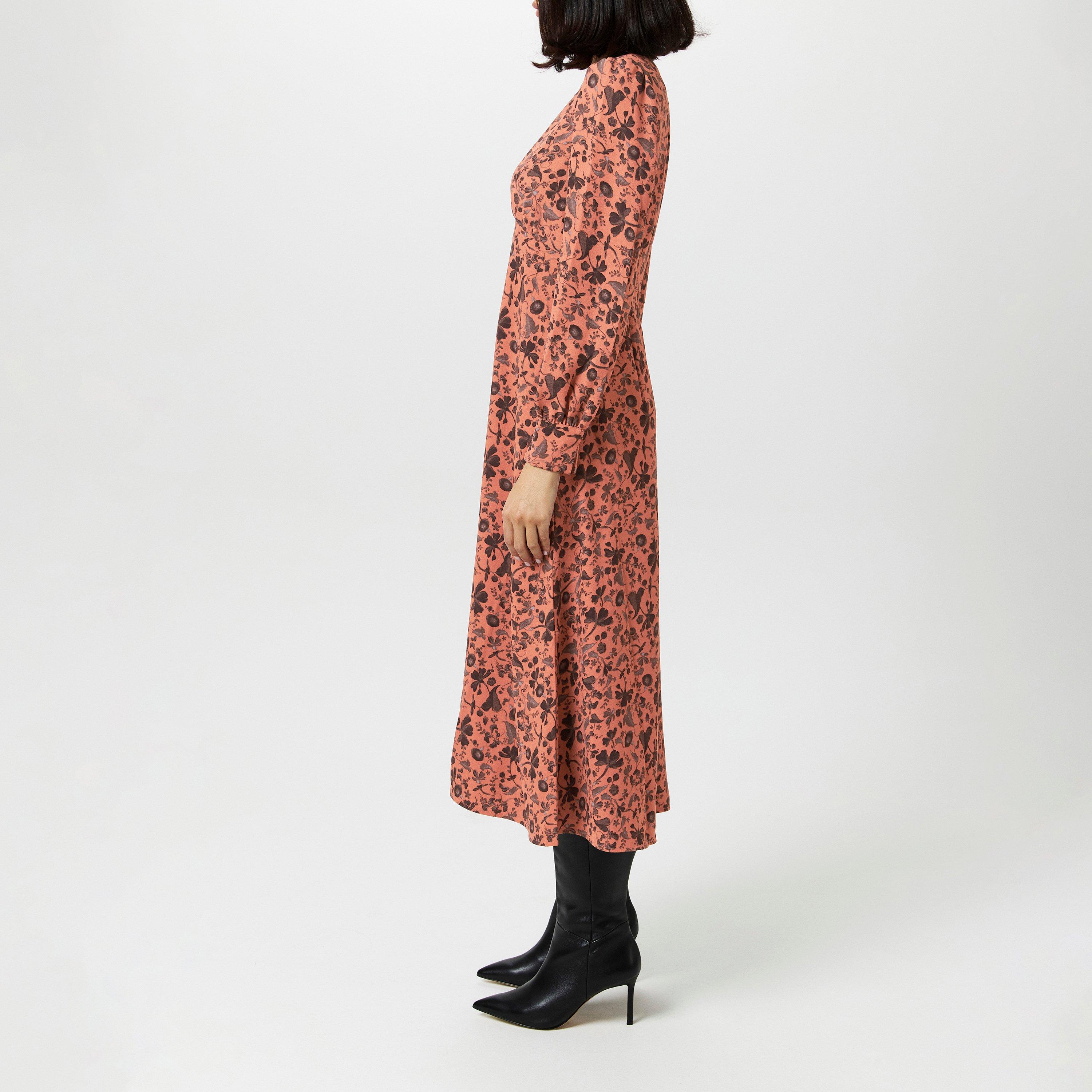 Russet Brown - French Connection - Women's Jeanie Midi Wrap Dress - 2