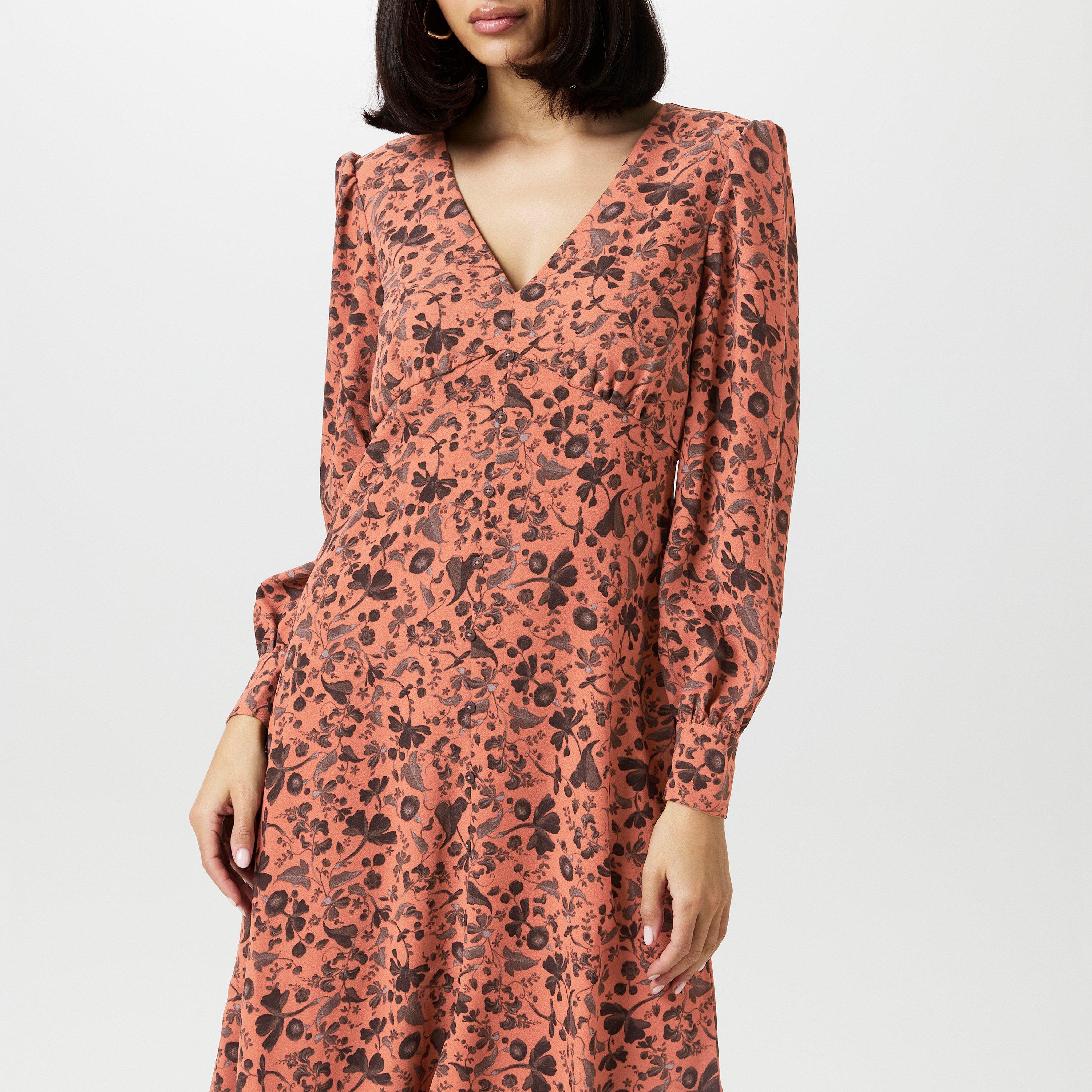 Russet Brown - French Connection - Women's Jeanie Midi Wrap Dress - 4