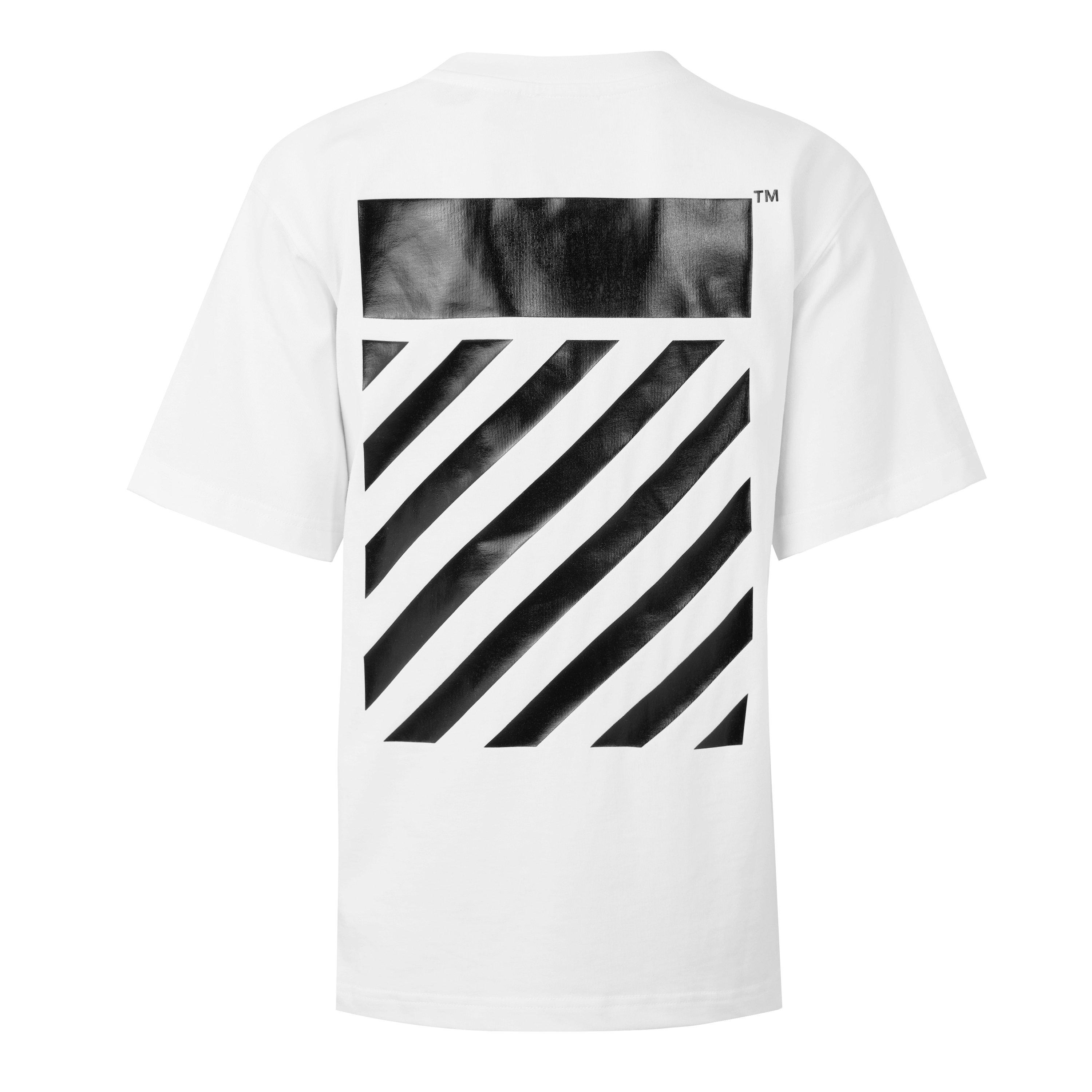 Wit - L AB Off White - Women's Diagonal Cotton Short-Sleeve Crew-Neck T-Shirt - 2