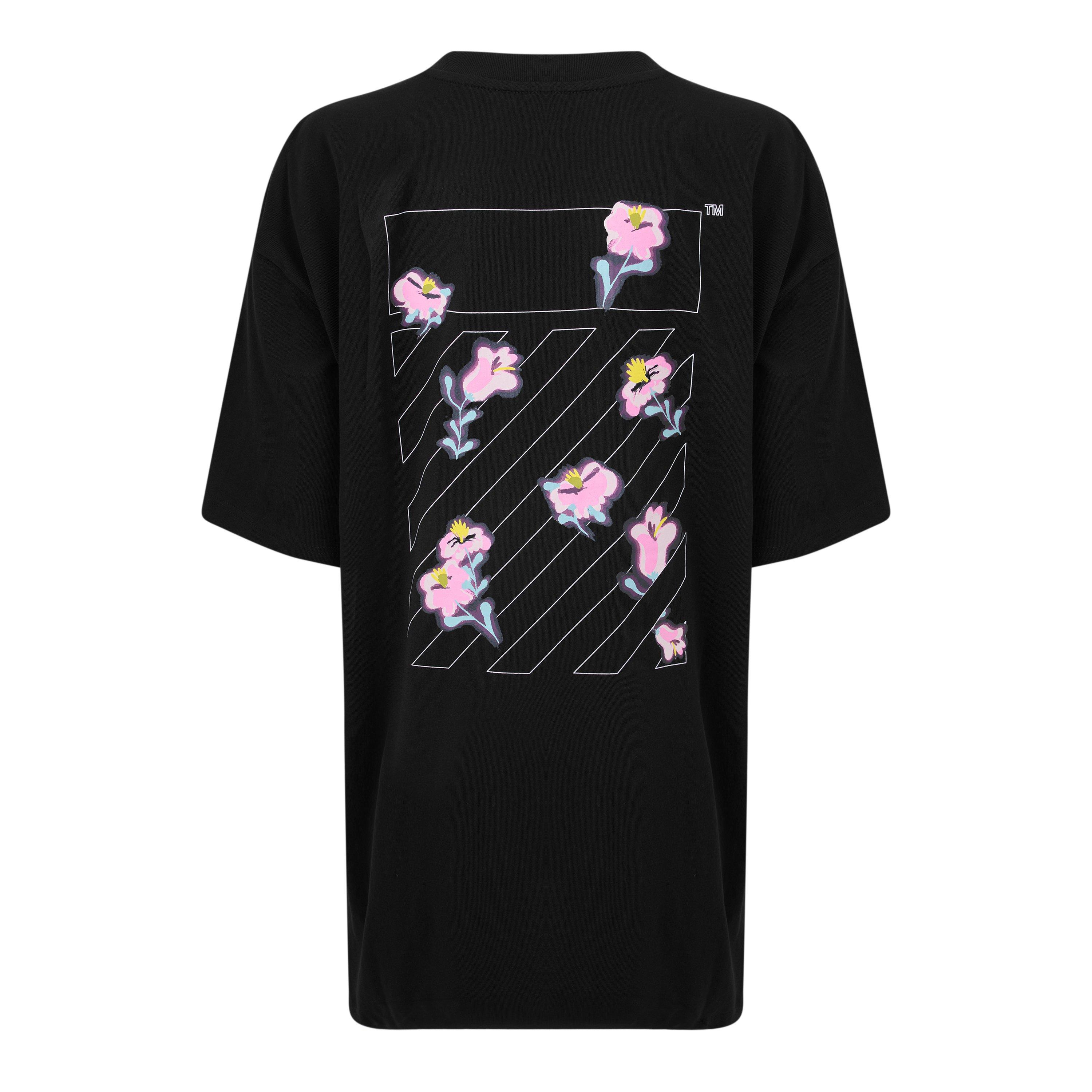 Notte Nera - L AB Off White - Women's Floral Cotton Short-Sleeve Oversized T-Shirt - 2