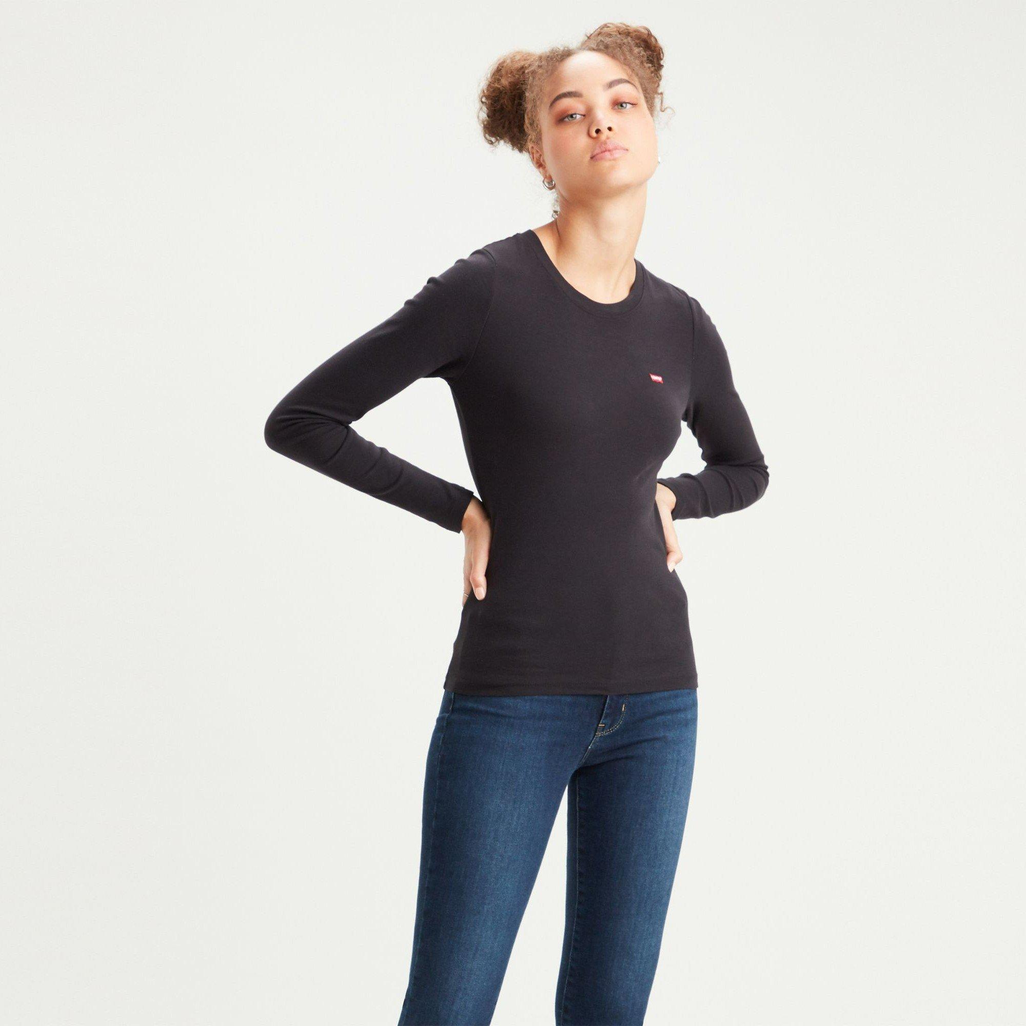 Levis Women's Long Sleeve Baby T Shirt - Caviar - 14 (L)