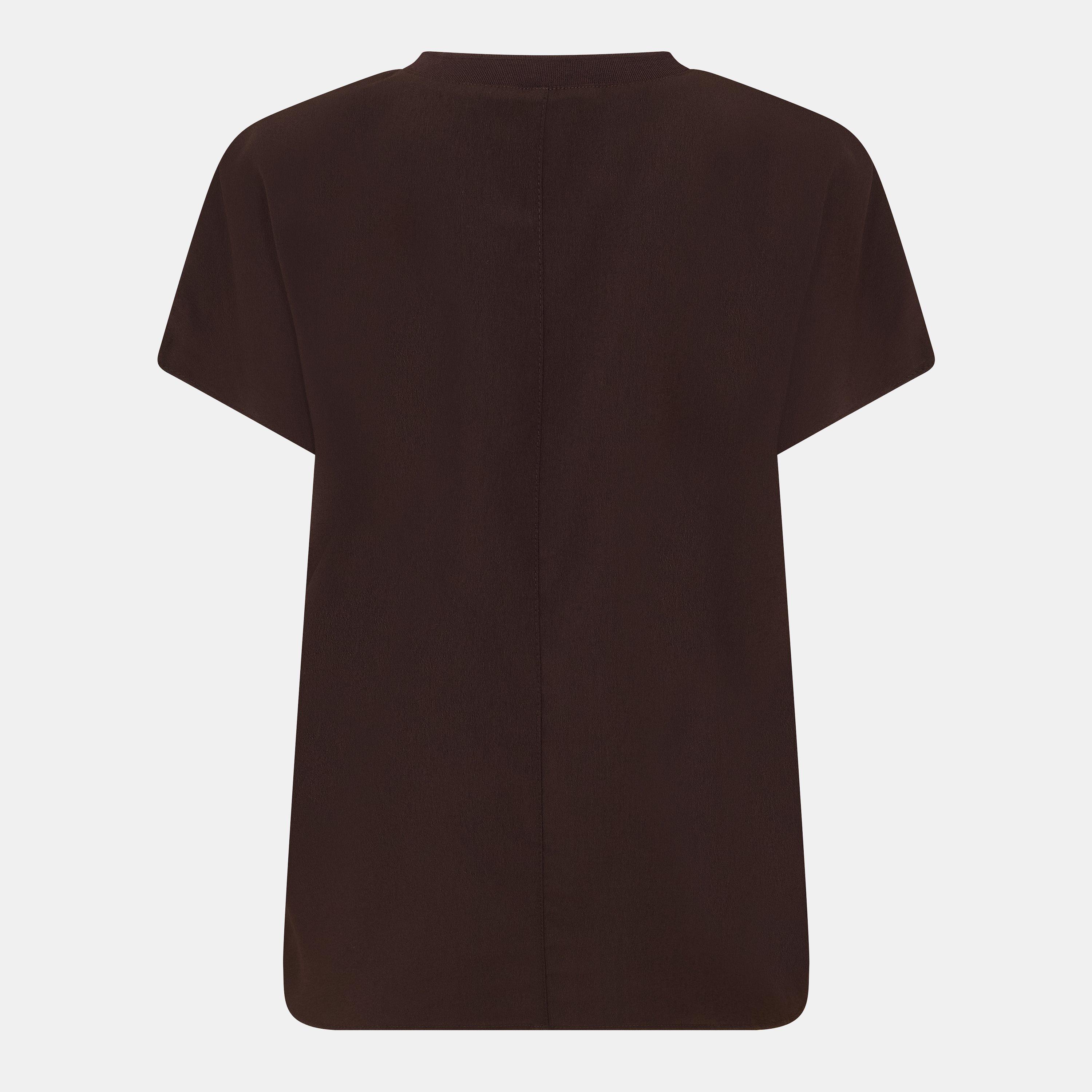 Chocolate - French Connection - Women's Crepe Crew Neck Regular Fit T-Shirt - 2