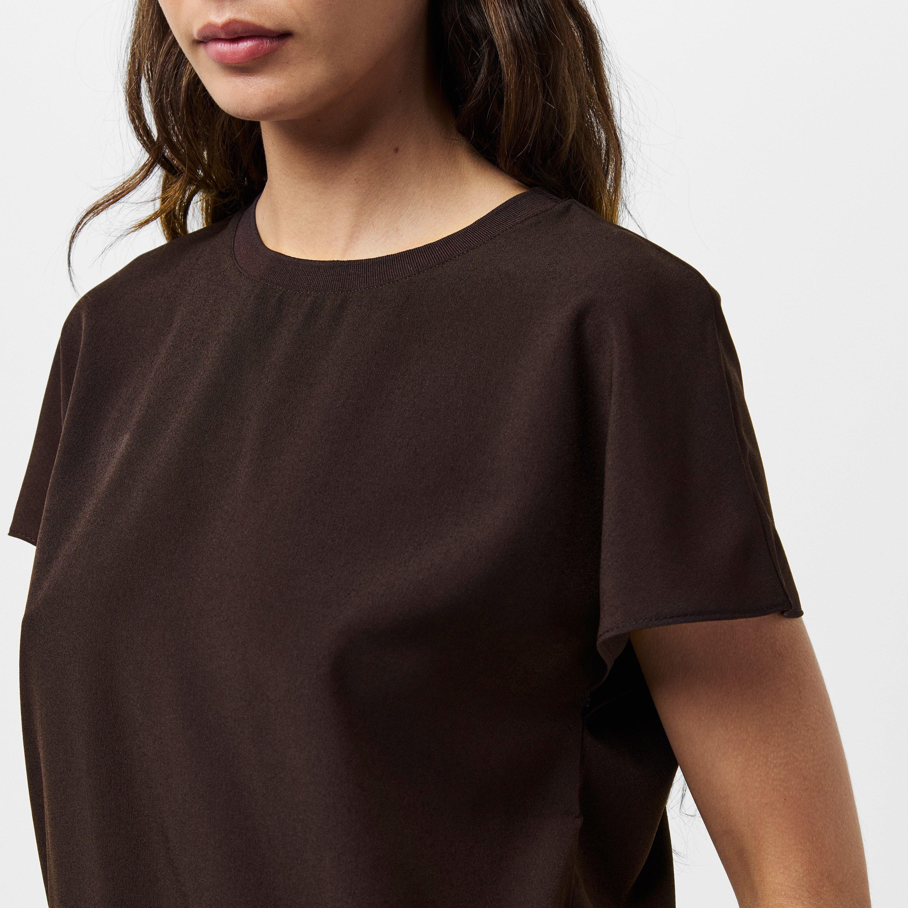 Chocolate - French Connection - Women's Crepe Crew Neck Regular Fit T-Shirt - 5