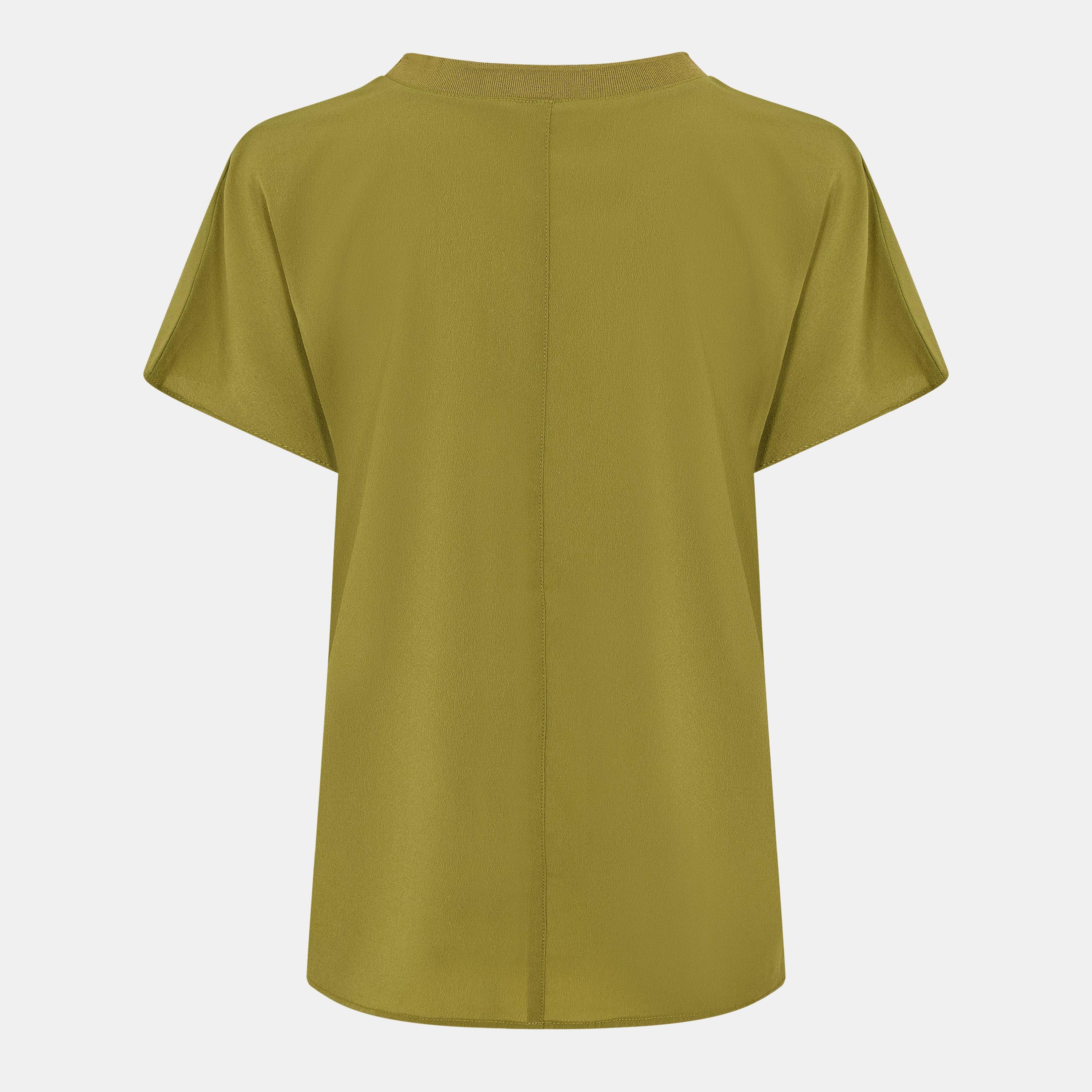 Olive - French Connection - Women's Crepe Crew Neck Regular Fit T-Shirt - 2