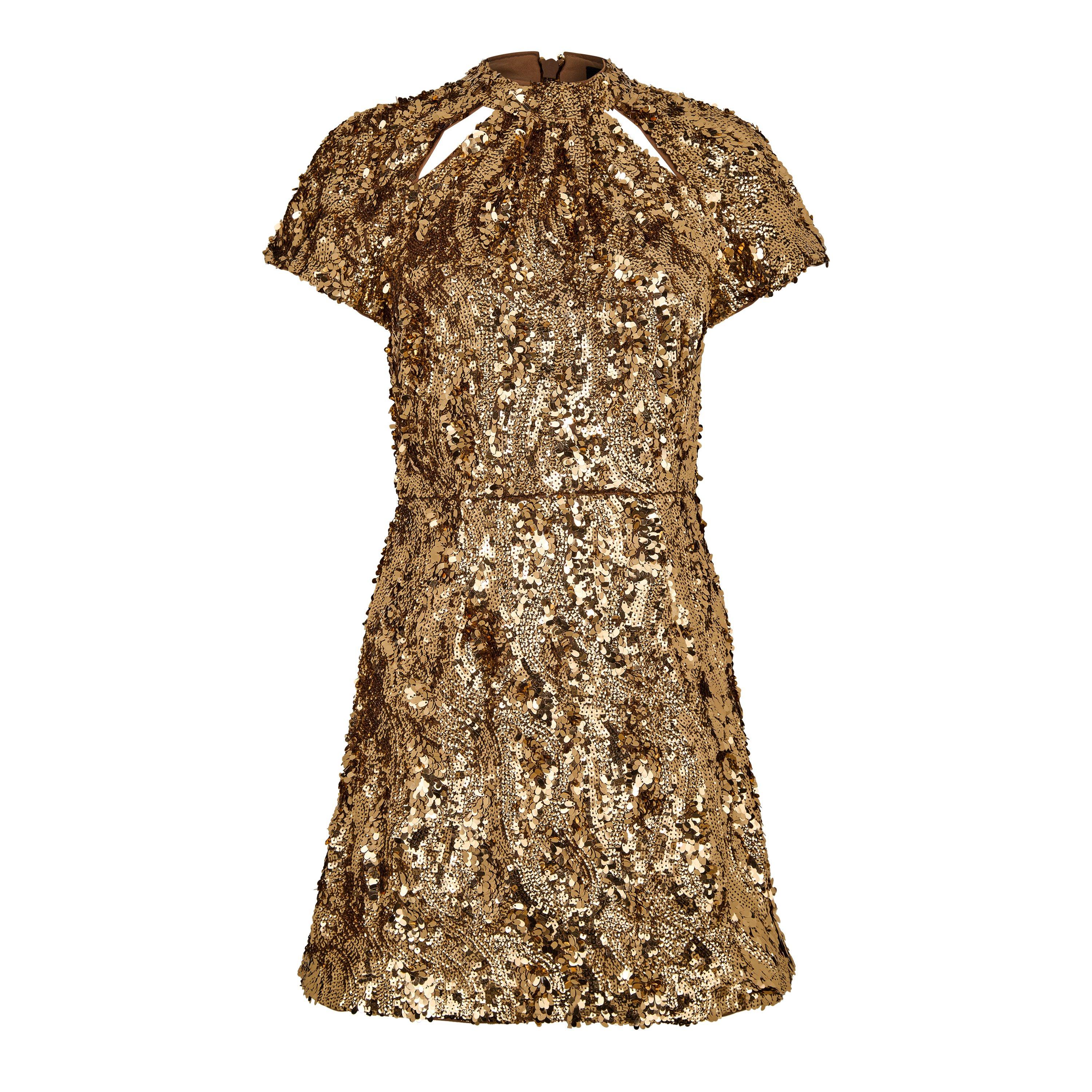 Copper - French Connection - Women's Sequin Mesh Mini Dress - 5
