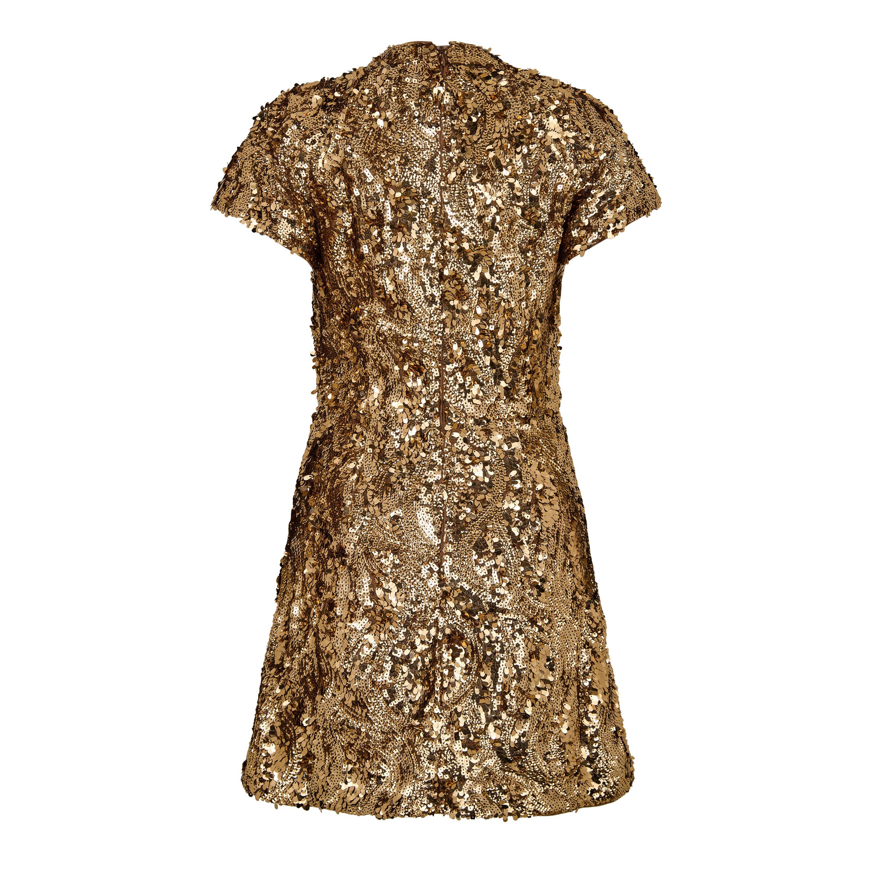 Copper - French Connection - Women's Sequin Mesh Mini Dress - 6