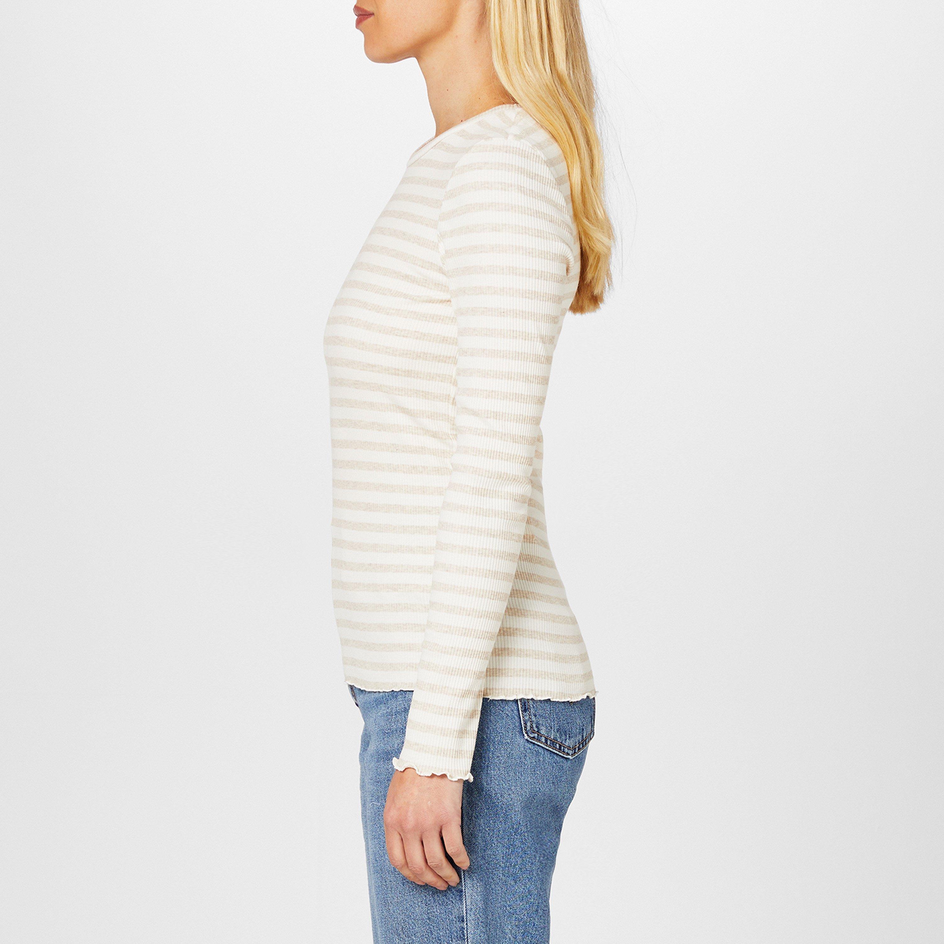 Oatmeal Stripe - Selected Femme - Anna Long Sleeve T-shirt - 2
