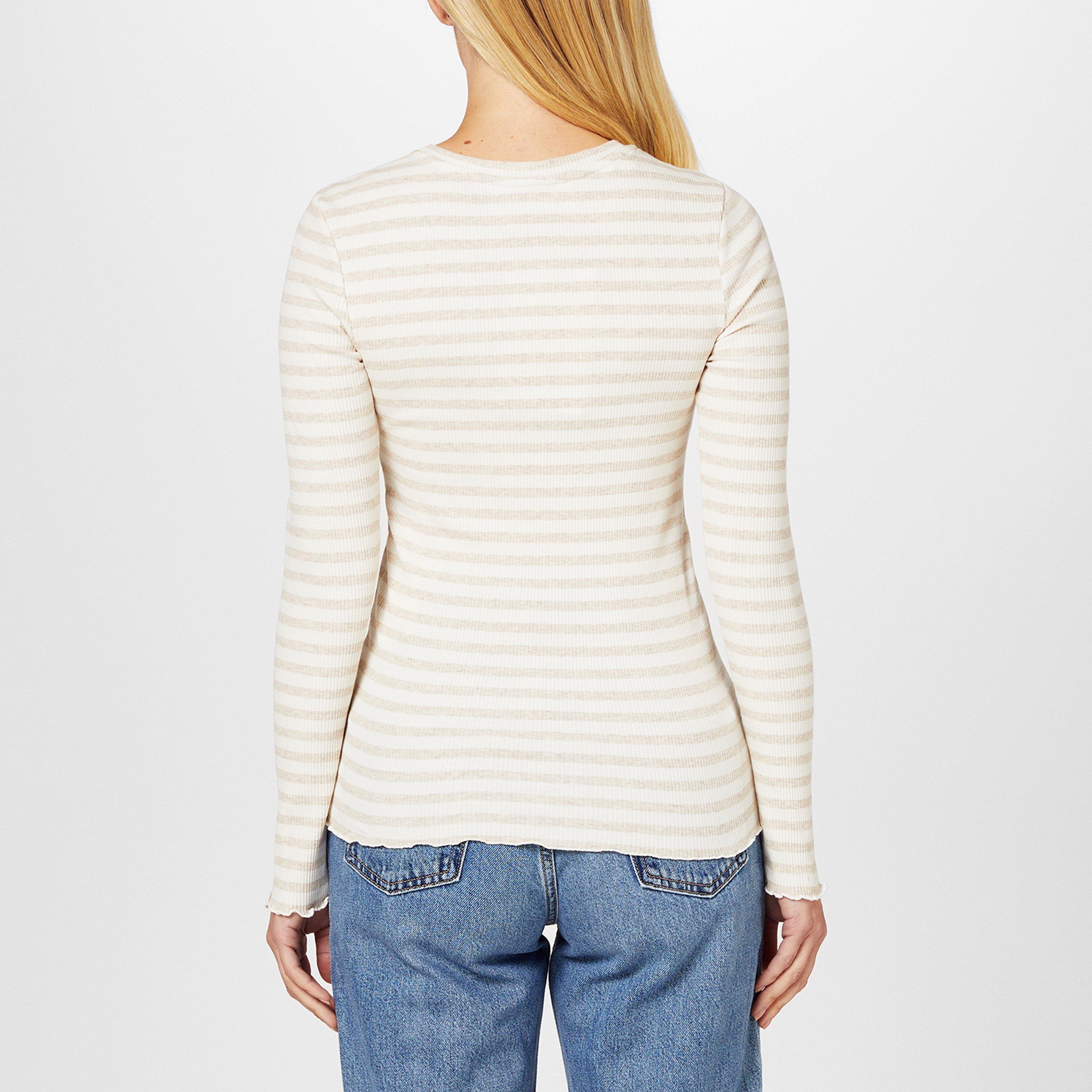 Oatmeal Stripe - Selected Femme - Anna Long Sleeve T-shirt - 3