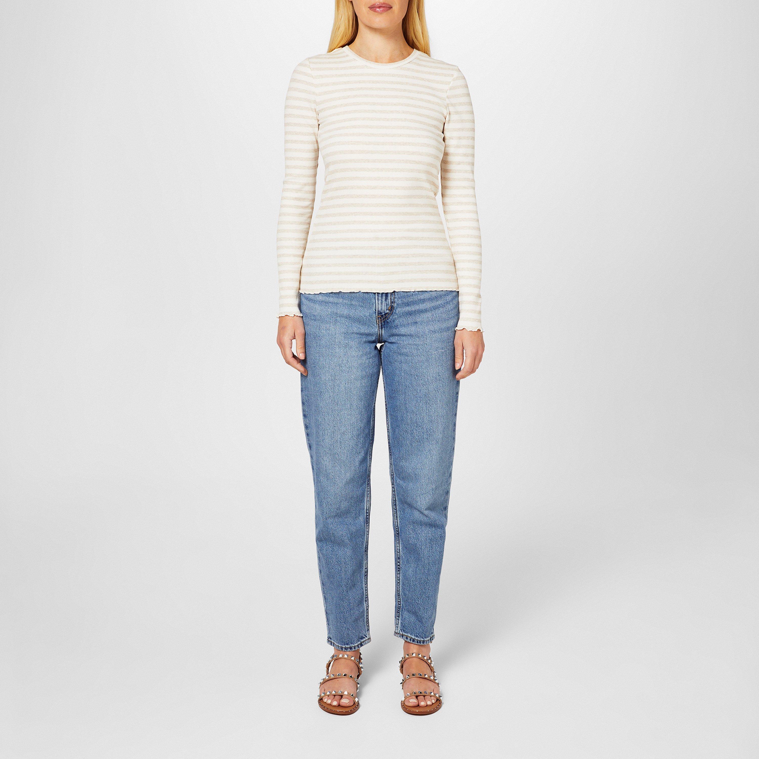 Oatmeal Stripe - Selected Femme - Anna Long Sleeve T-shirt - 4