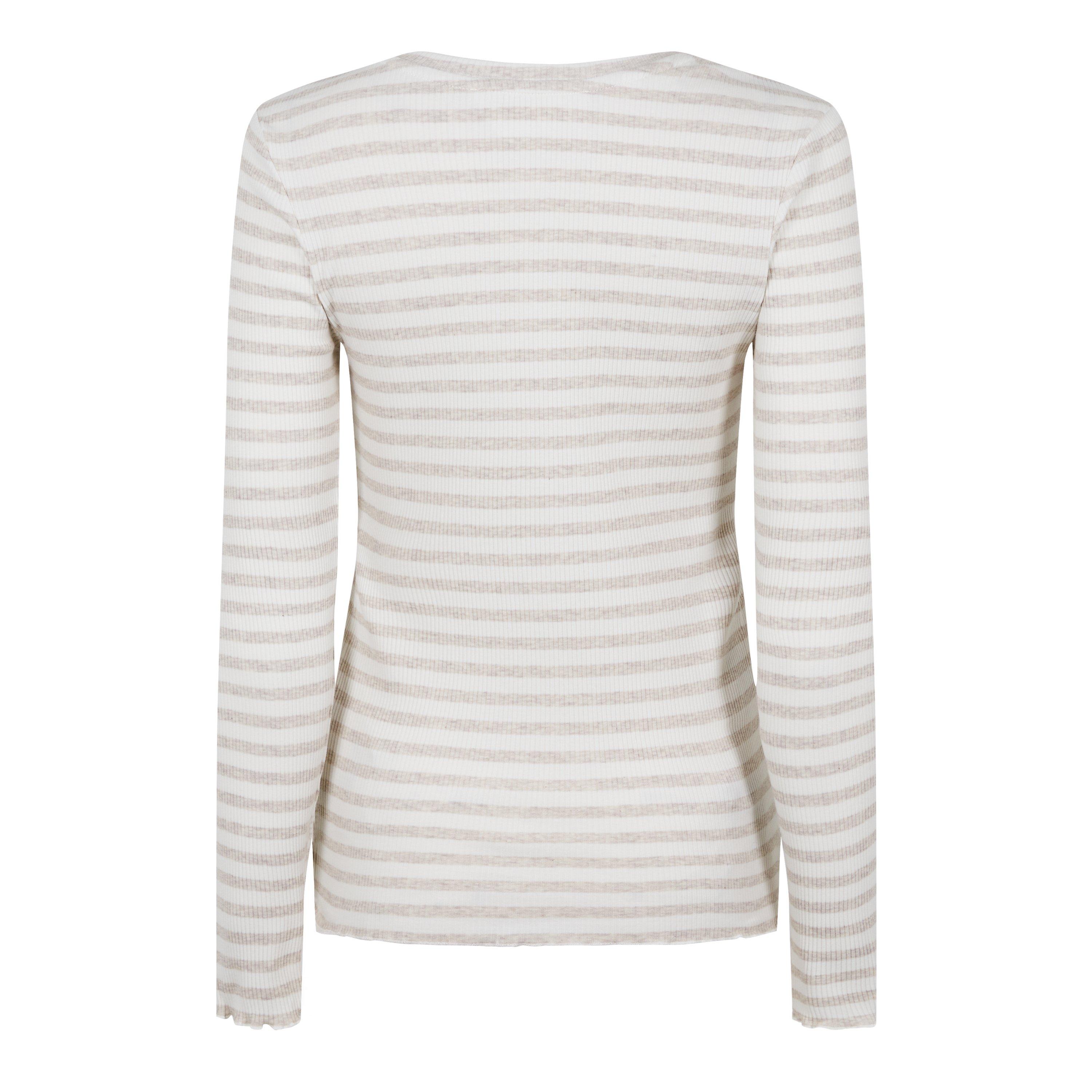 Oatmeal Stripe - Selected Femme - Anna Long Sleeve T-shirt - 5