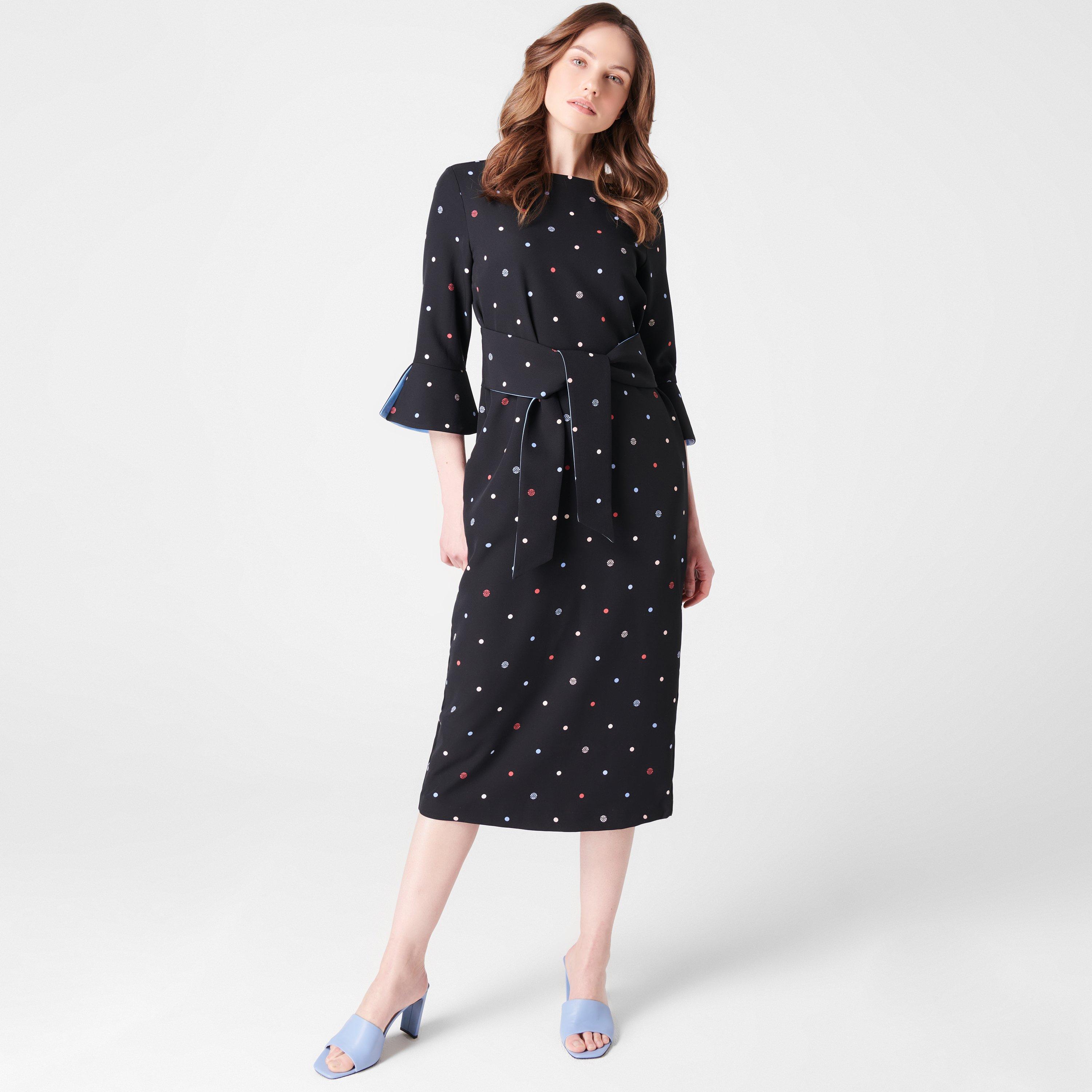 Biba Women's Tie Midi Dress - Polka Dot - 8 (XS)