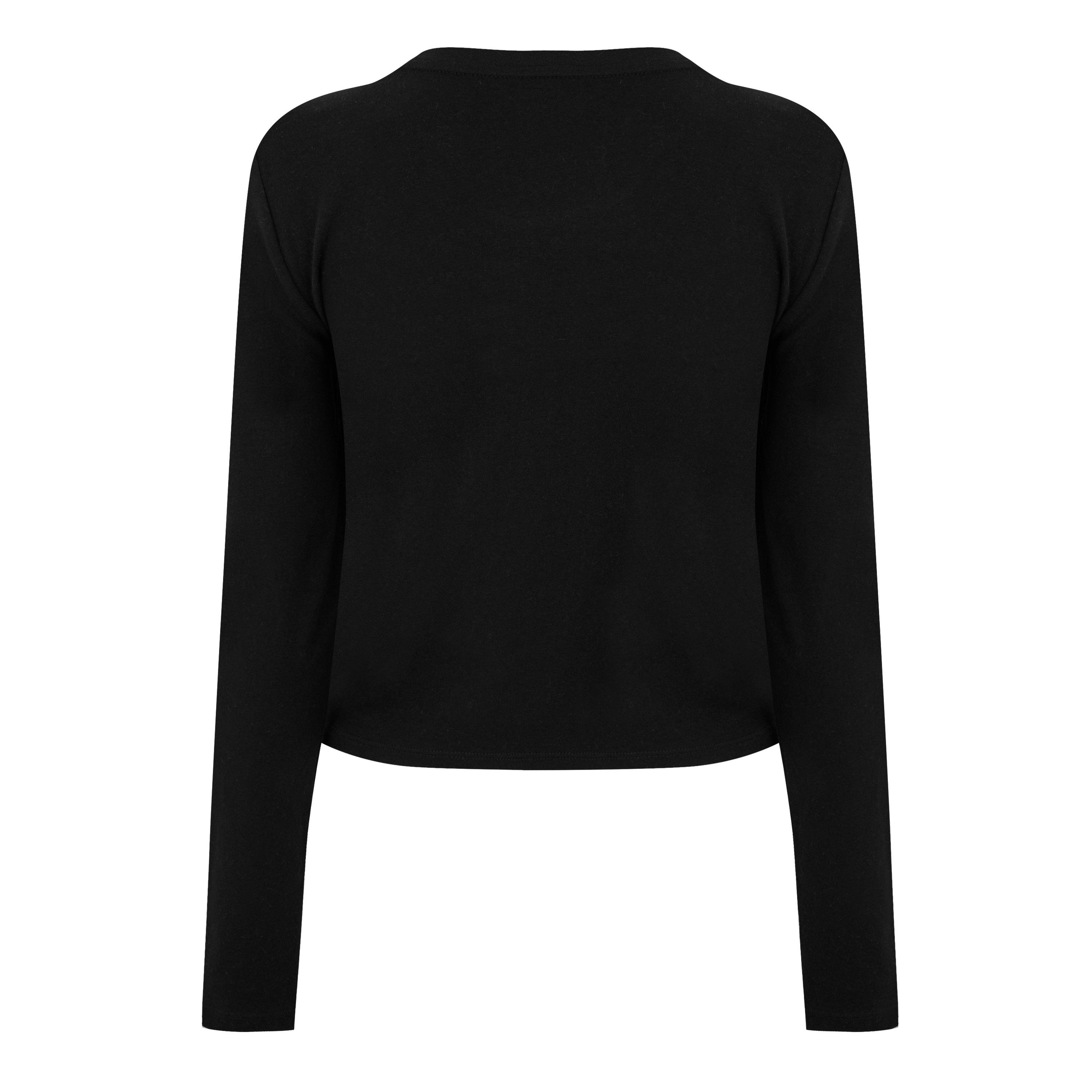 BLACK/WHITE - DKNY - Women's Logo Long-Sleeve T-Shirt - 6