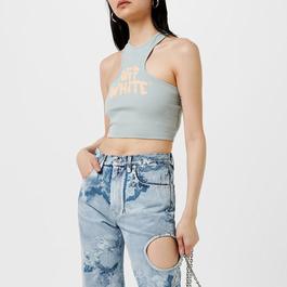 Off White Cropped Tank Top