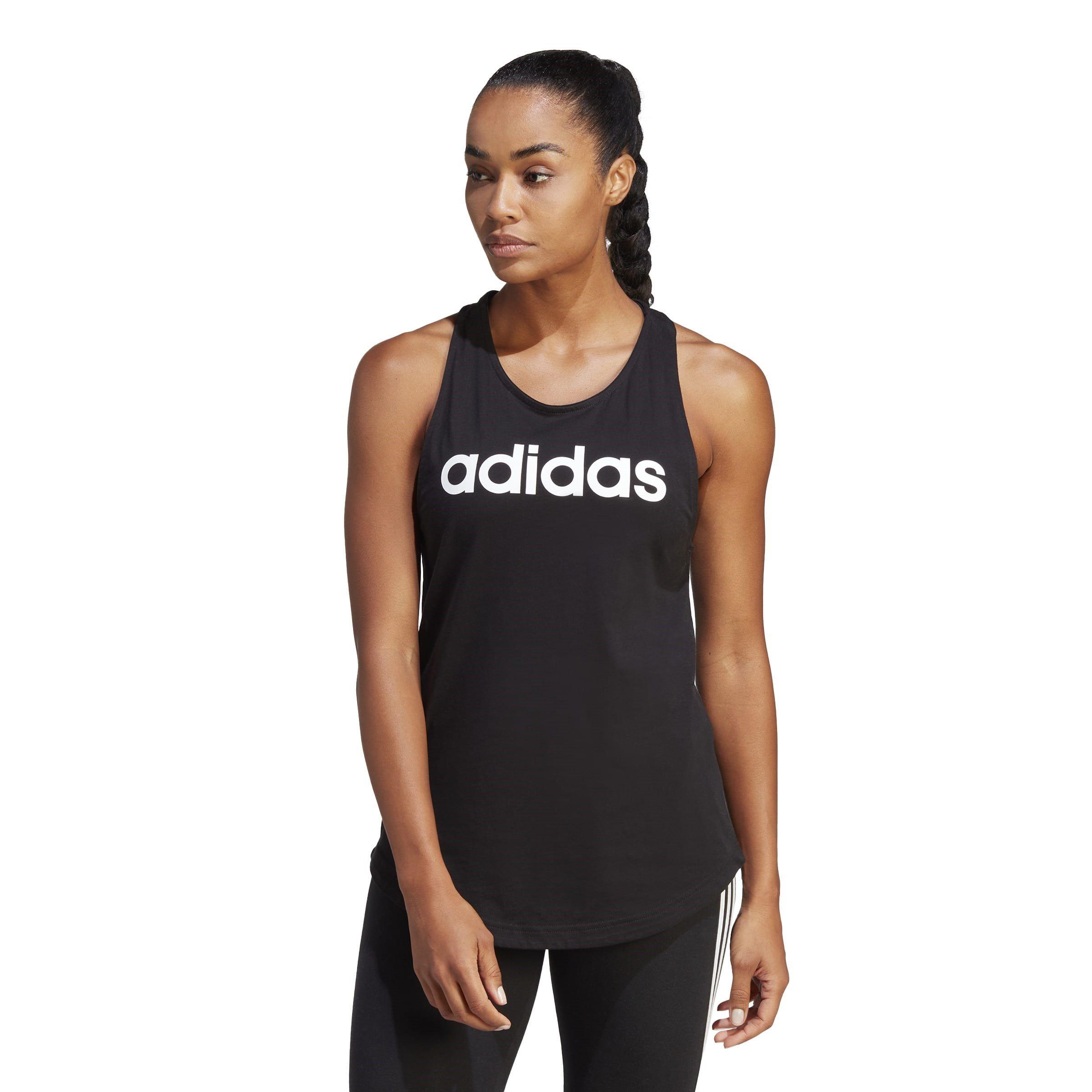 Black/White - adidas - Womens Essentials Linear Loose Tank Top - 2