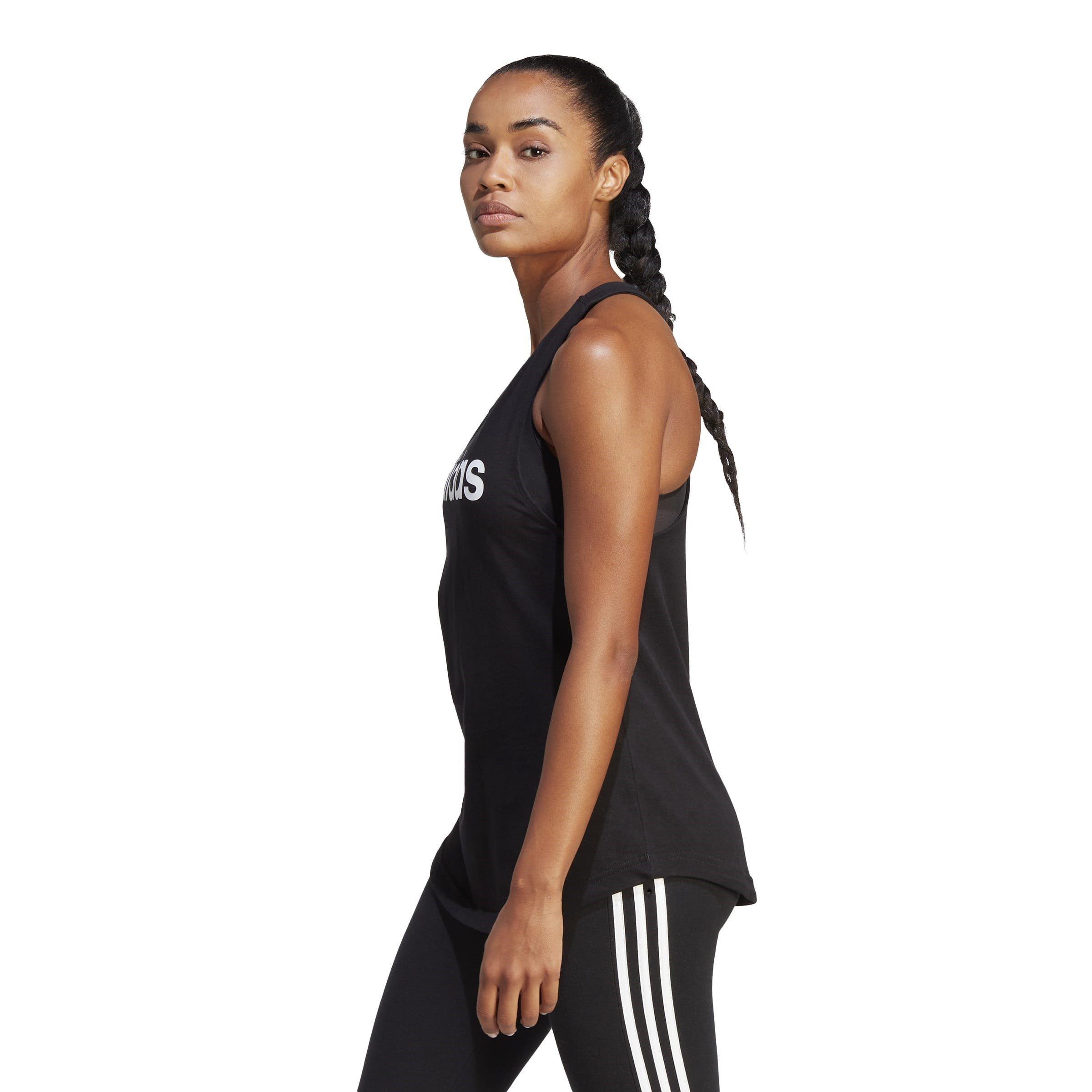 Black/White - adidas - Womens Essentials Linear Loose Tank Top - 5