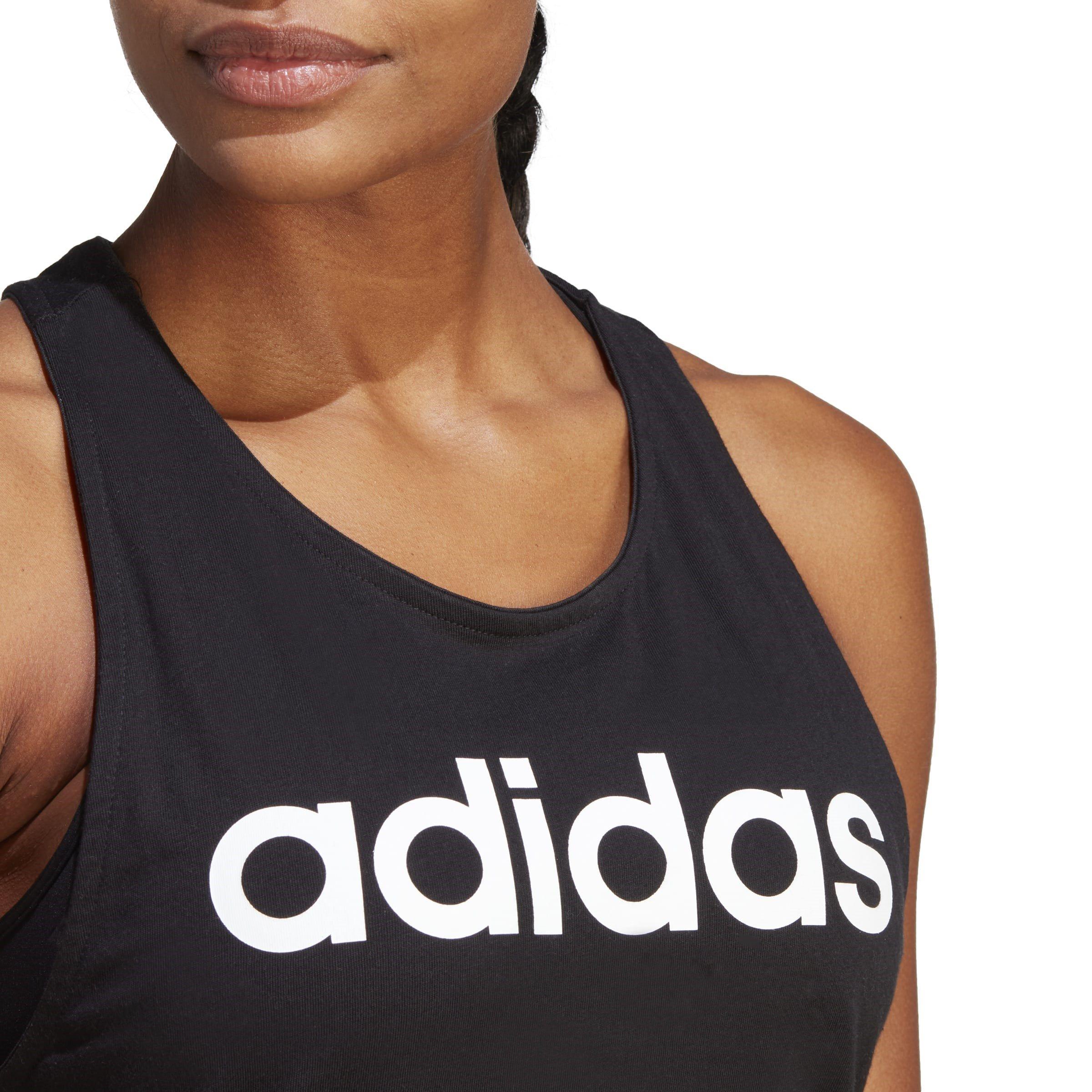 Black/White - adidas - Womens Essentials Linear Loose Tank Top - 6
