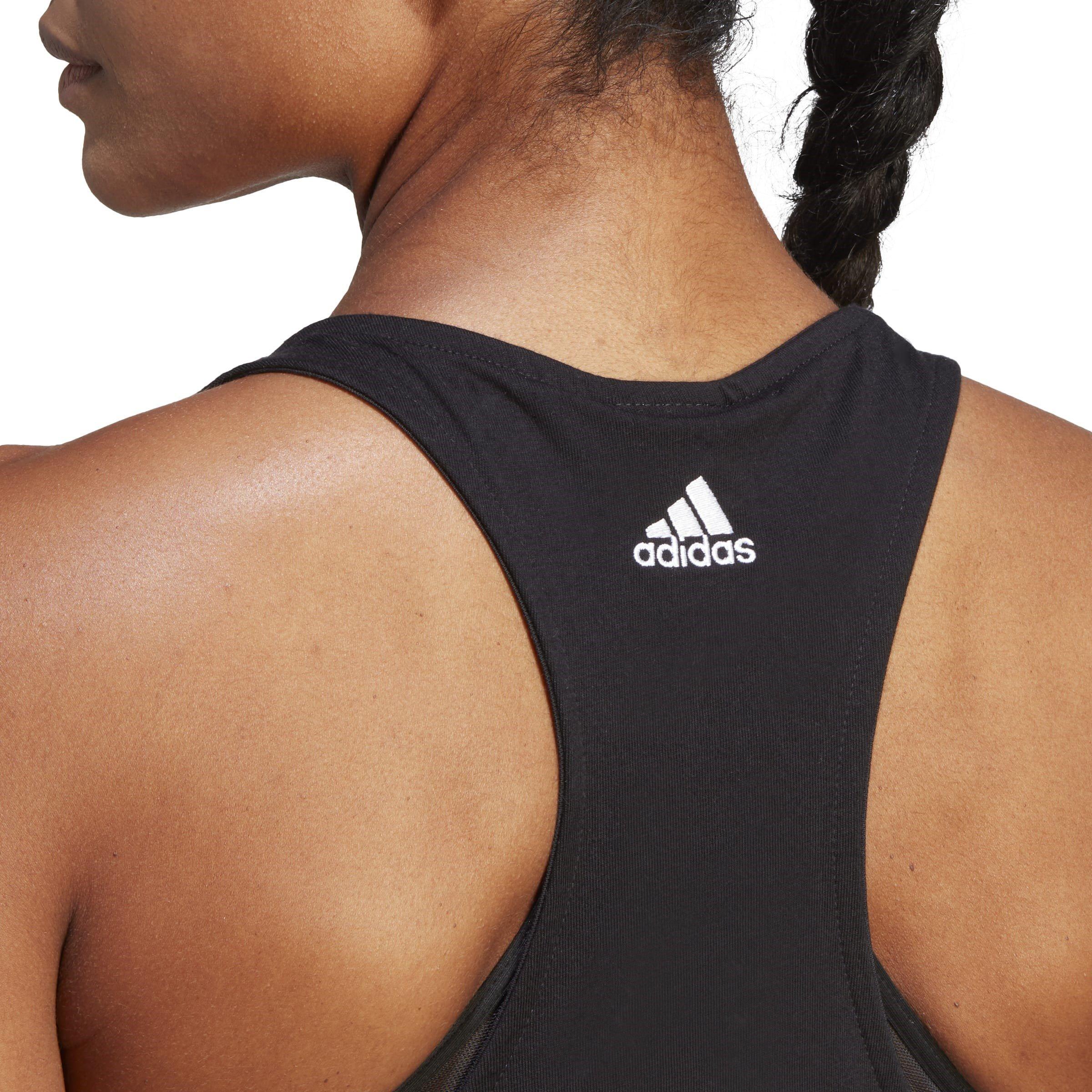Black/White - adidas - Womens Essentials Linear Loose Tank Top - 7
