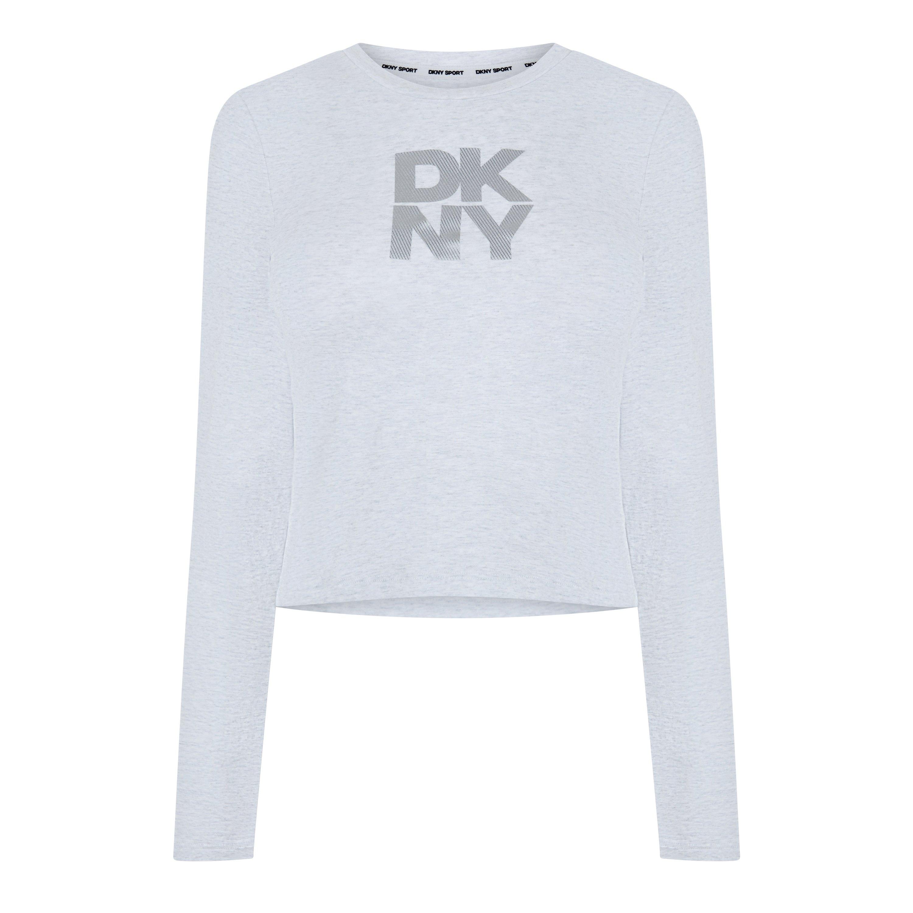 Heather/Silver - DKNY - Women's Long-Sleeve Logo T-Shirt - 1