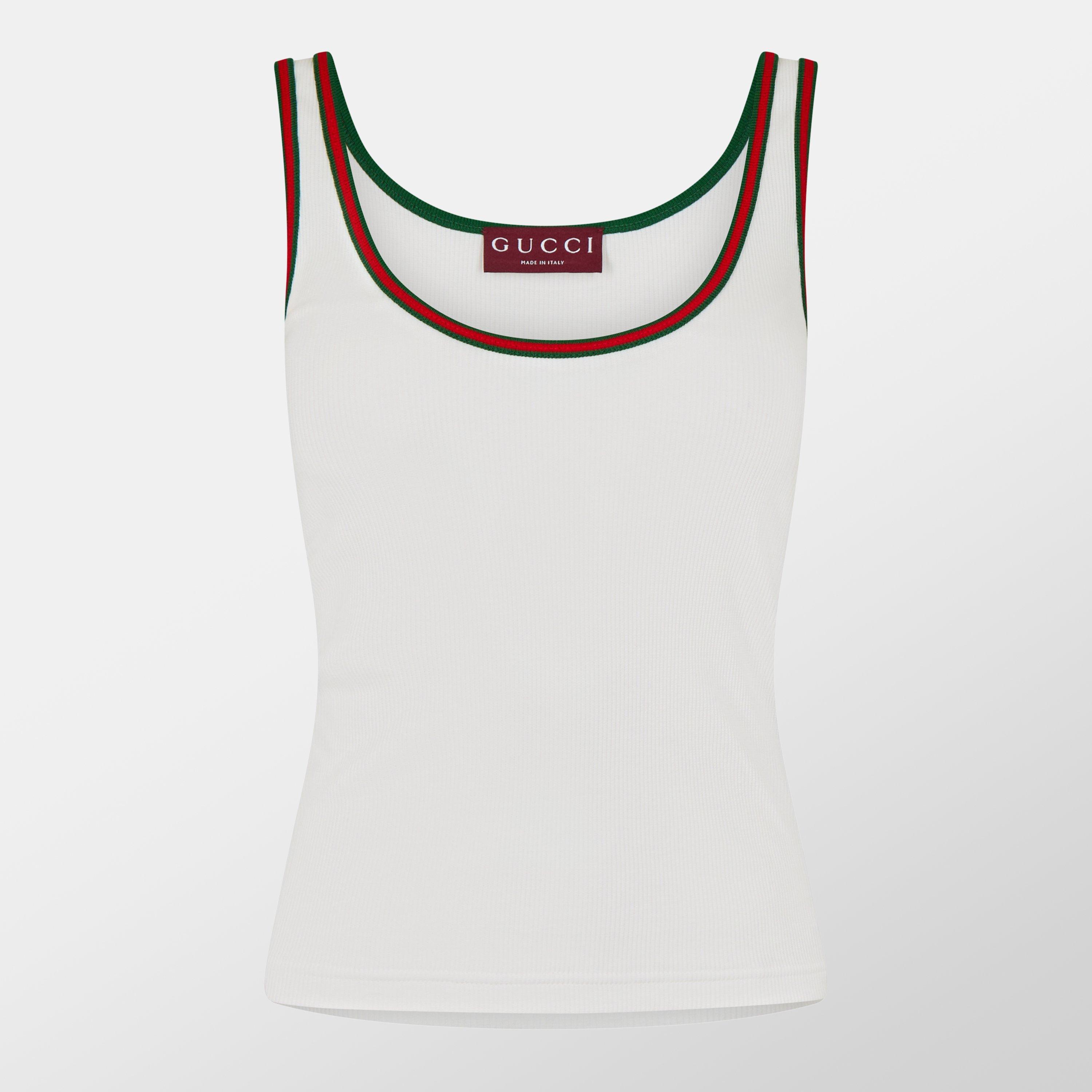 Gucci | Web Detailing Cotton Rib Tank Top | Tank Tops | Cruise Fashion