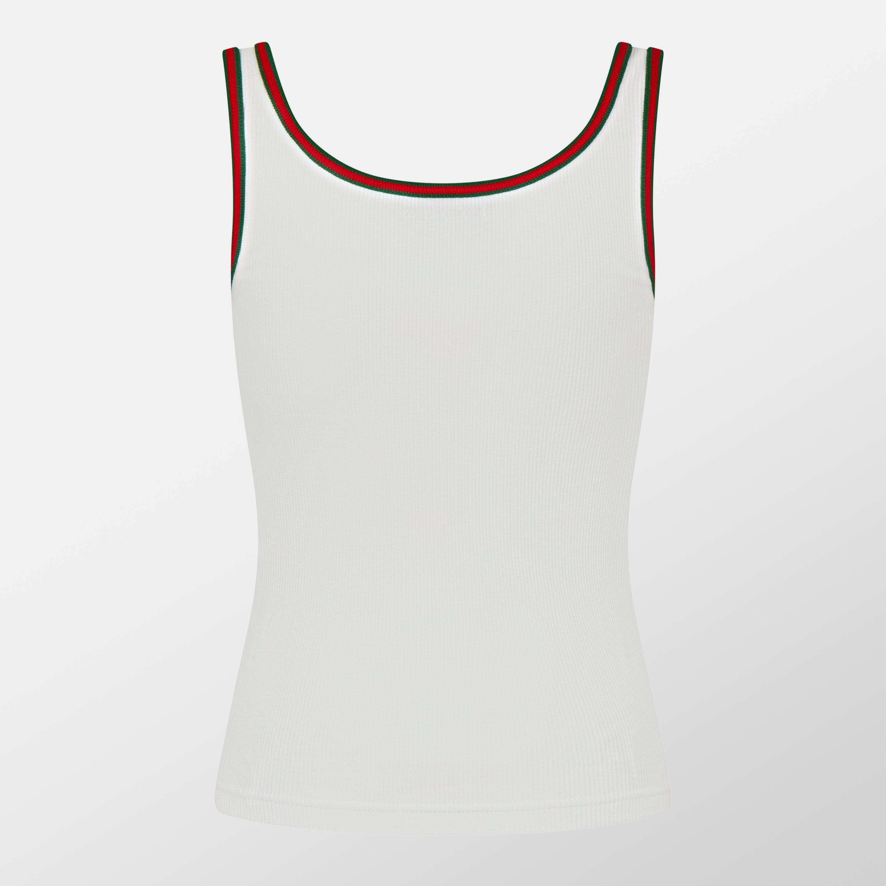 White/Mix - Gucci - Web Detailing Cotton Rib Tank Top - 2