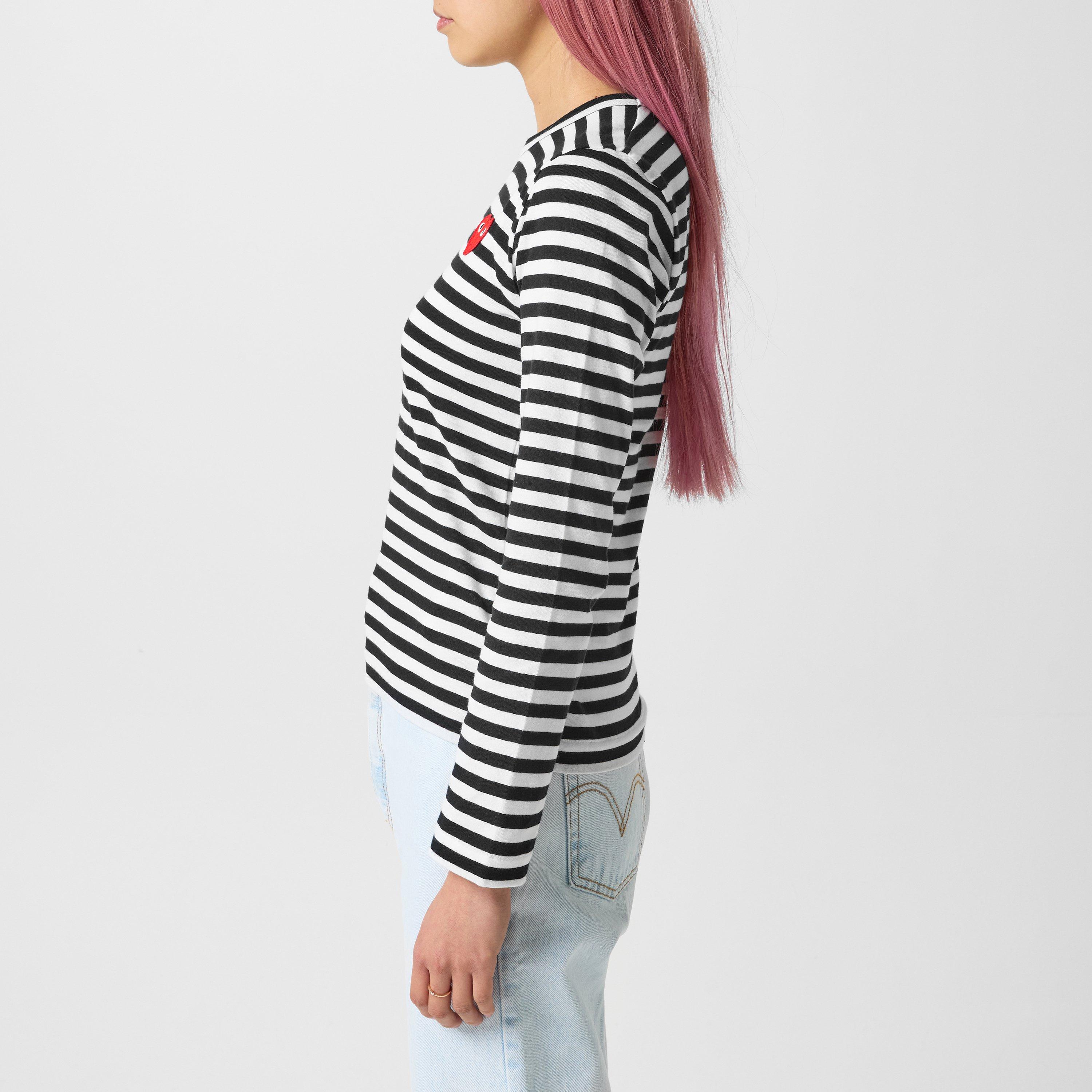 Comme des Garcons PLAY | Stripe Heart Top | Long Sleeve T-Shirts