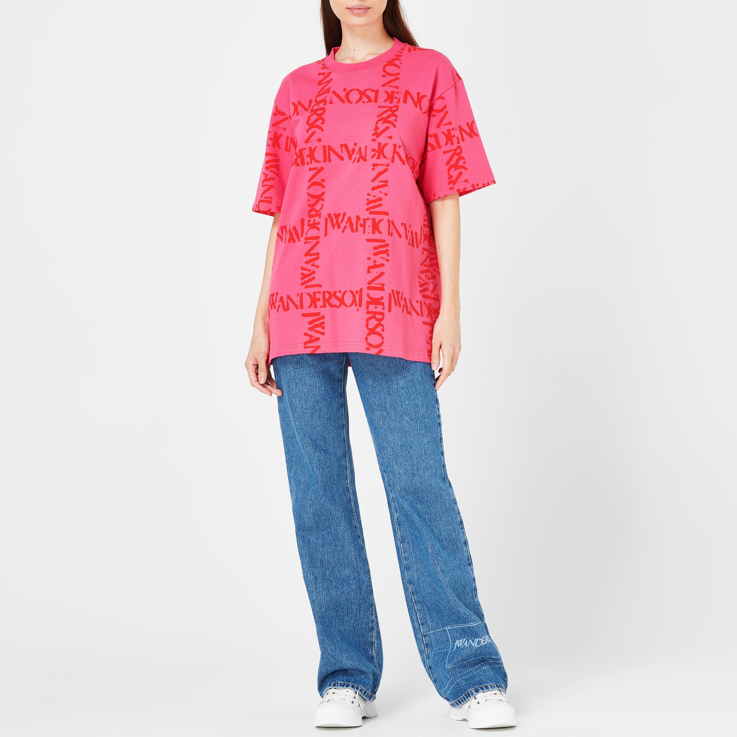 トップス JW ANDERSON 23SS Oversized Print Shirt JW Anderson | Logo Grid T-Shirt | Oversized T-Shirts | Cruise Fashion