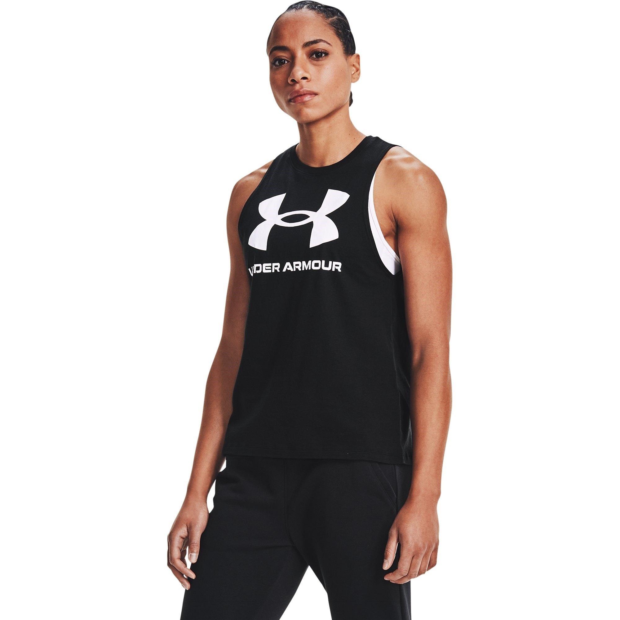 Black/White - Under Armour - Sportstyle Graphic Womens Tank Top - 2