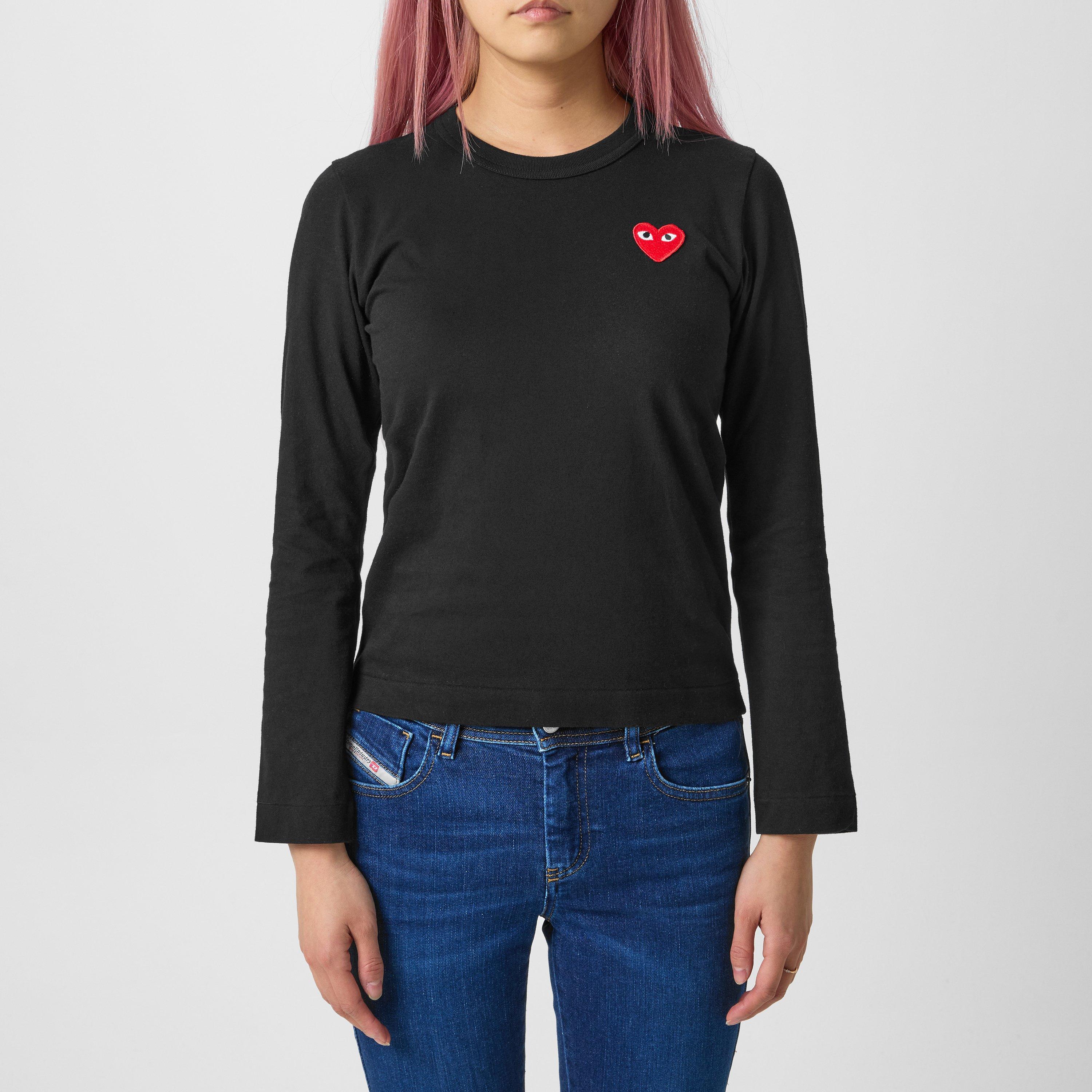 tシャツ heart print long t-shirt レディース メンズ BASICKS - 【24AW】ロングスリーブ 刺繍 Tシャツ / 