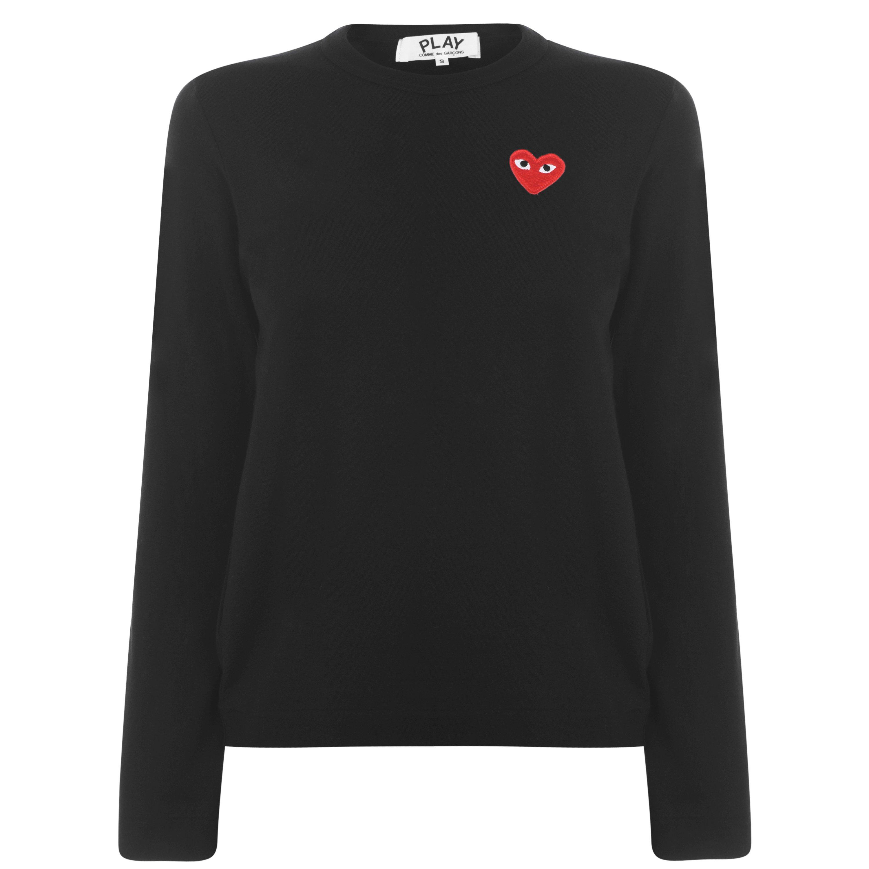 Black/Red - Comme des Garcons PLAY - Peeping Heart Long Sleeve T-Shirt - 1