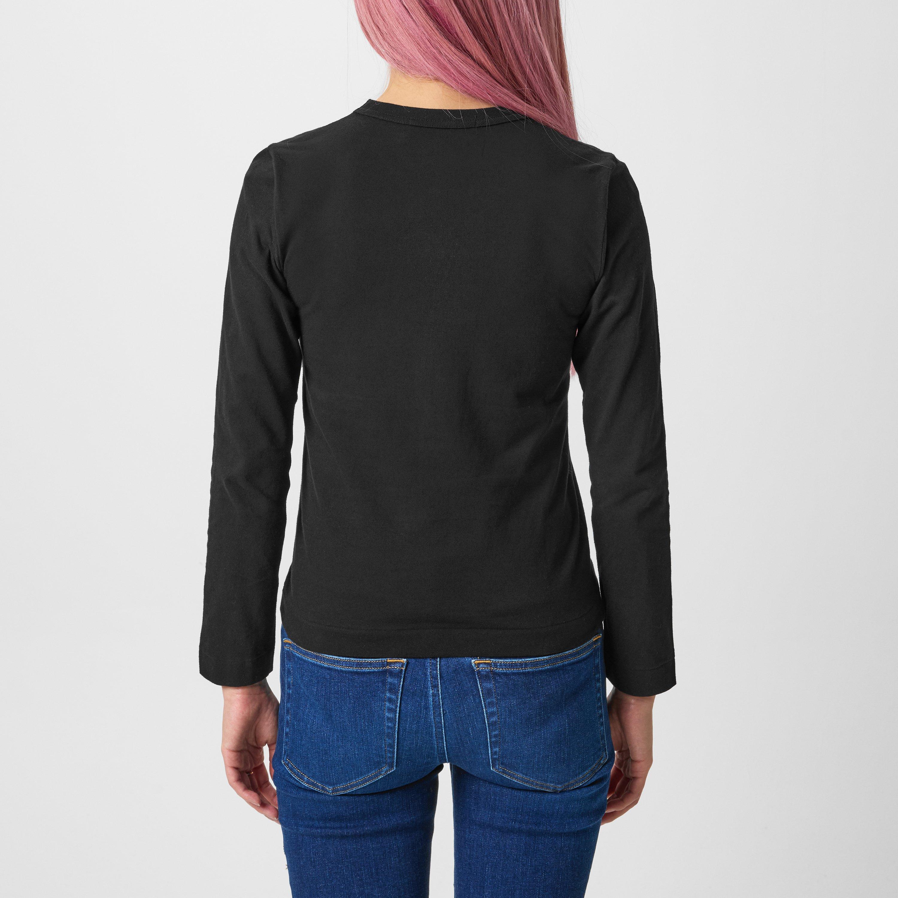 Black/Red - Comme des Garcons PLAY - Peeping Heart Long Sleeve T-Shirt - 3