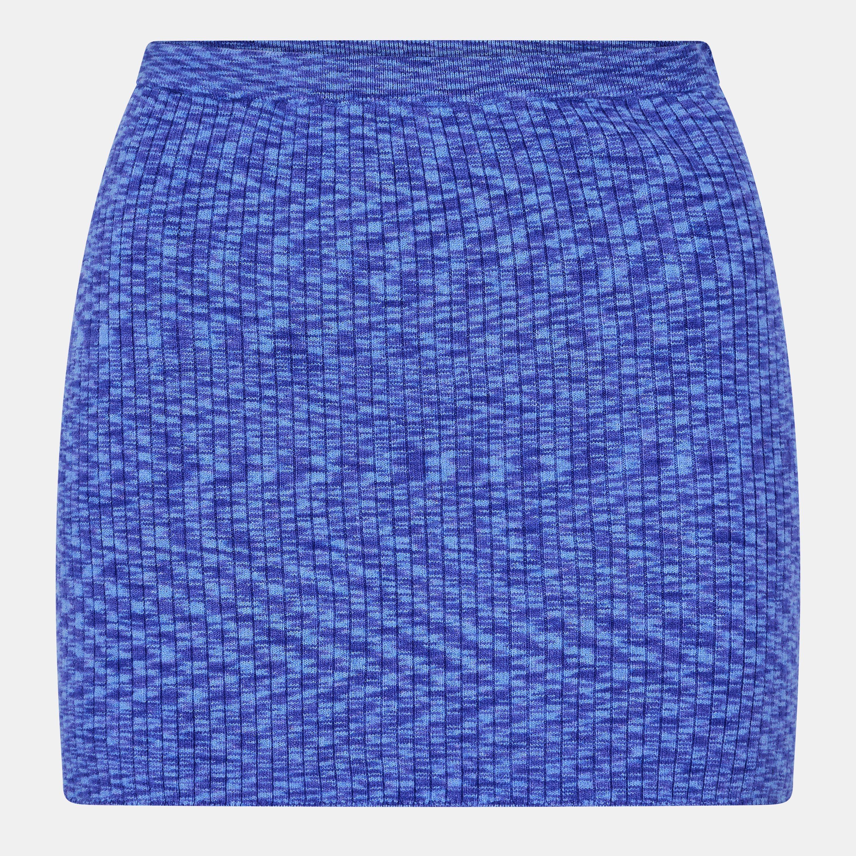 Jack Wills Women's Space Dye Knit Rib Mini Skirt - Blue Space Dye - 8 (XS)