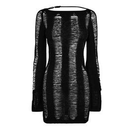 Jaded London Black Umbra Shredded Mini Dress