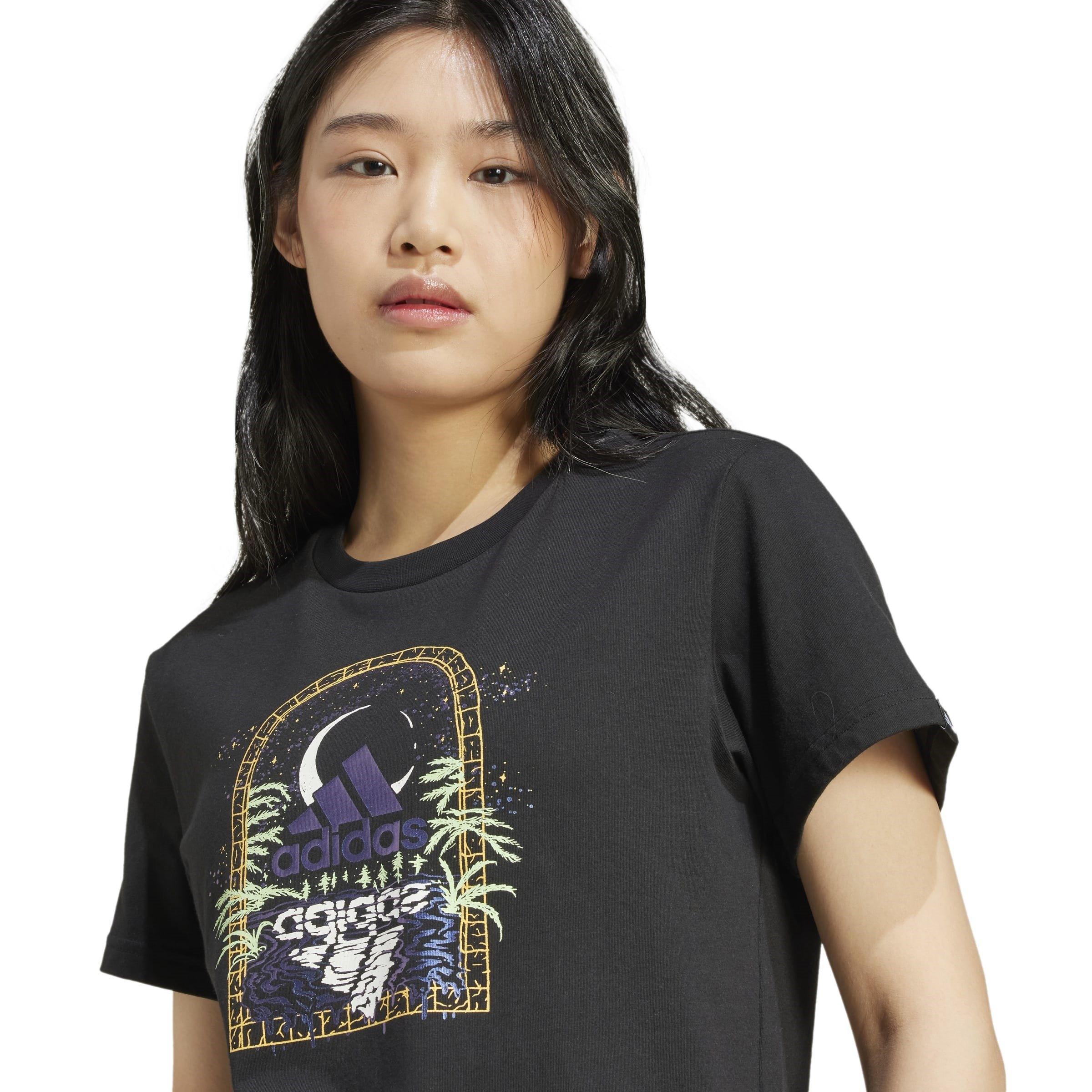 Black - adidas - Mystic Graphic T-Shirt Womens - 5