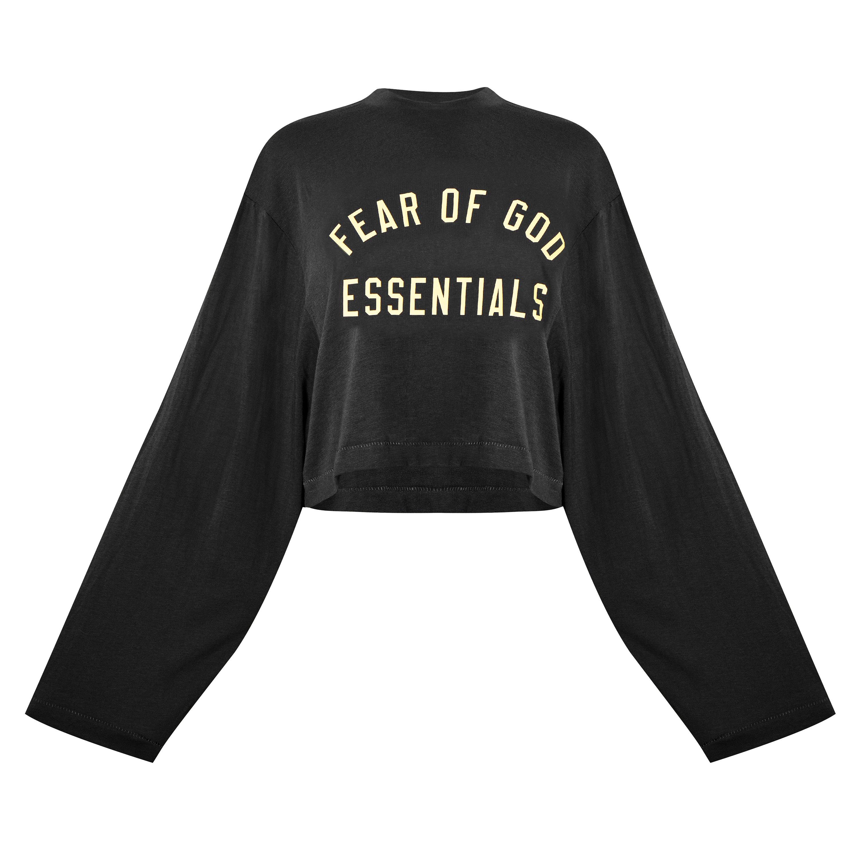 Black - Fear Of God Essentials - Long Sleeve Cropped T-Shirt - 5