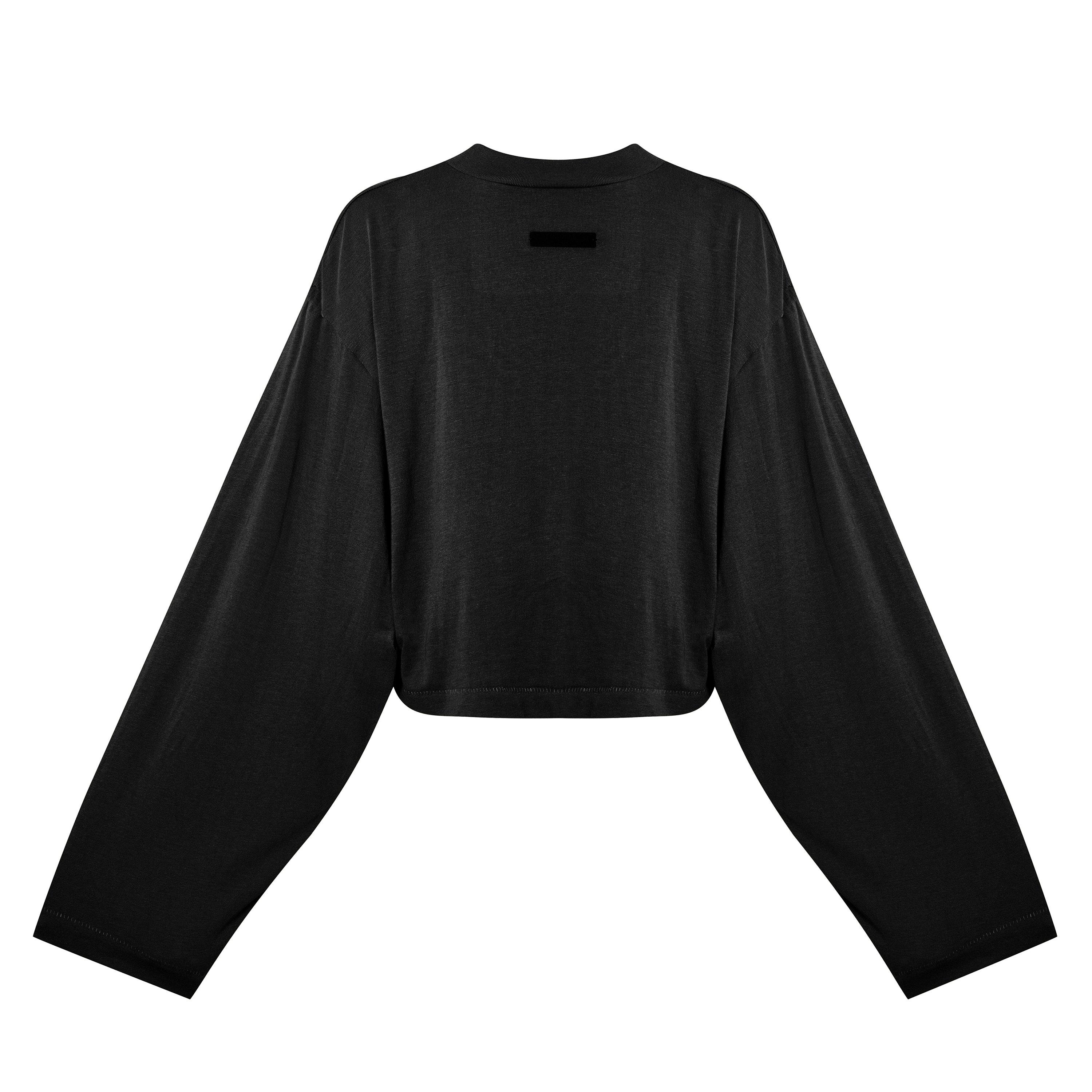 Black - Fear Of God Essentials - Long Sleeve Cropped T-Shirt - 6