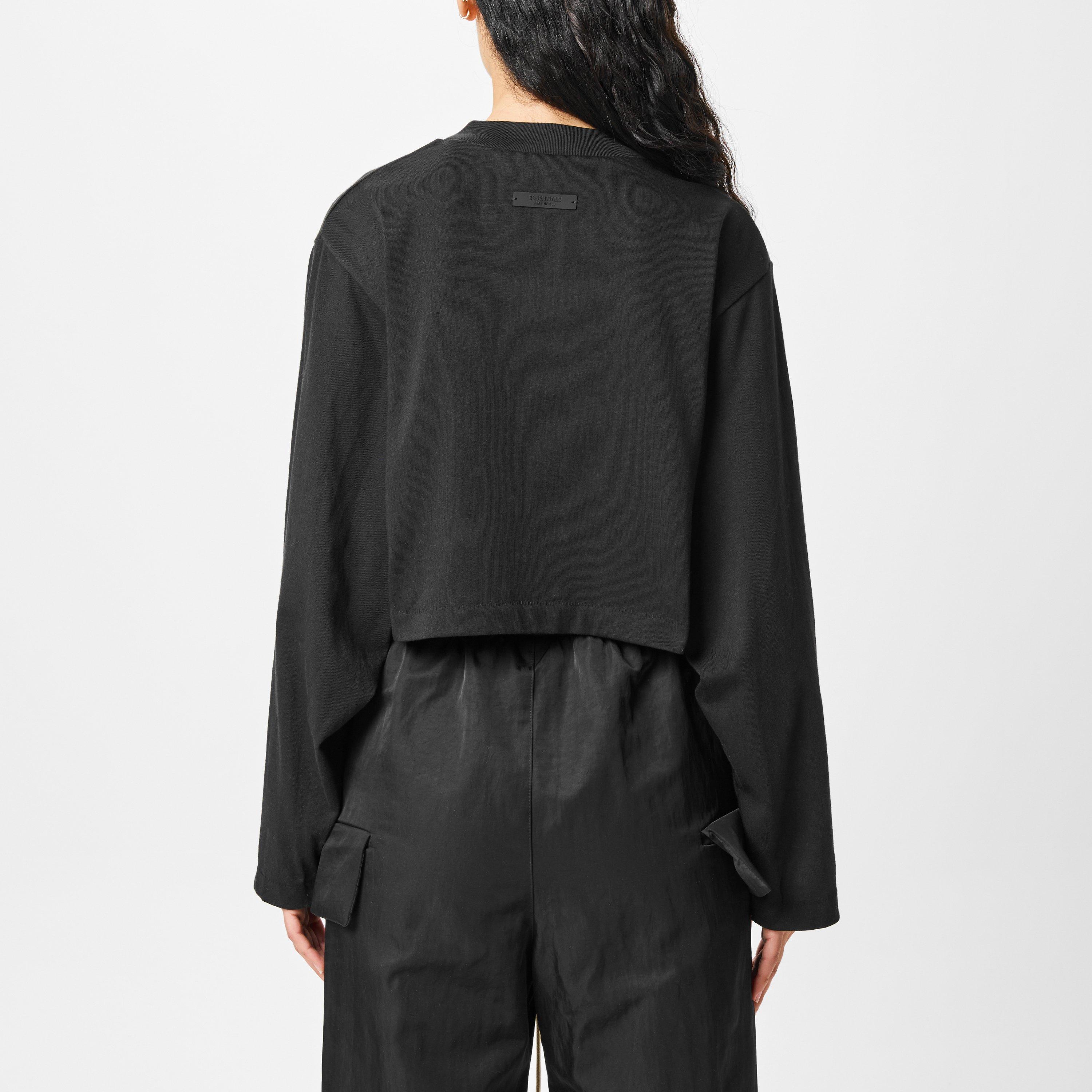 Black - Fear Of God Essentials - Long Sleeve Cropped T-Shirt - 3