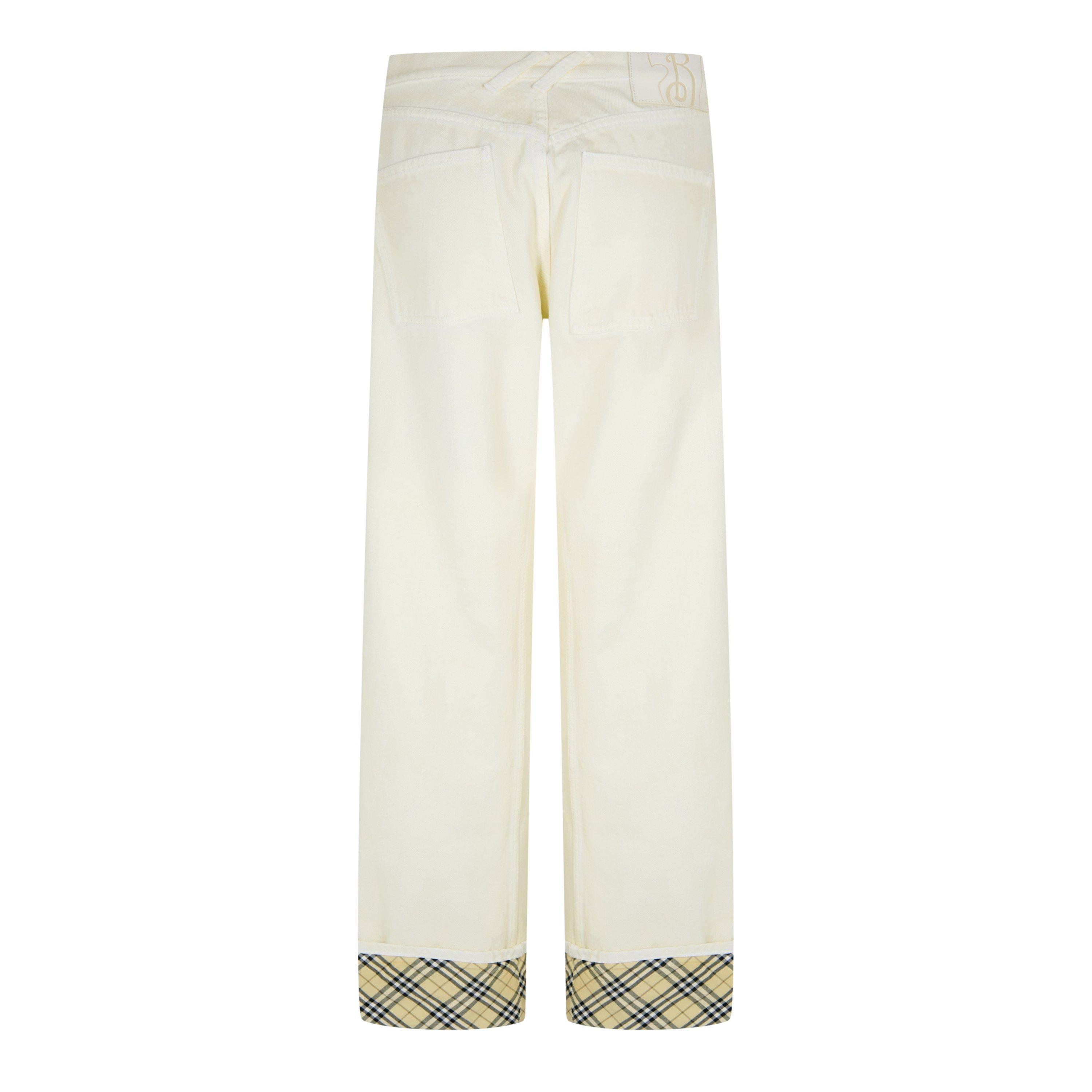 White - Burberry - Women's Check Straight Leg Jeans - 6