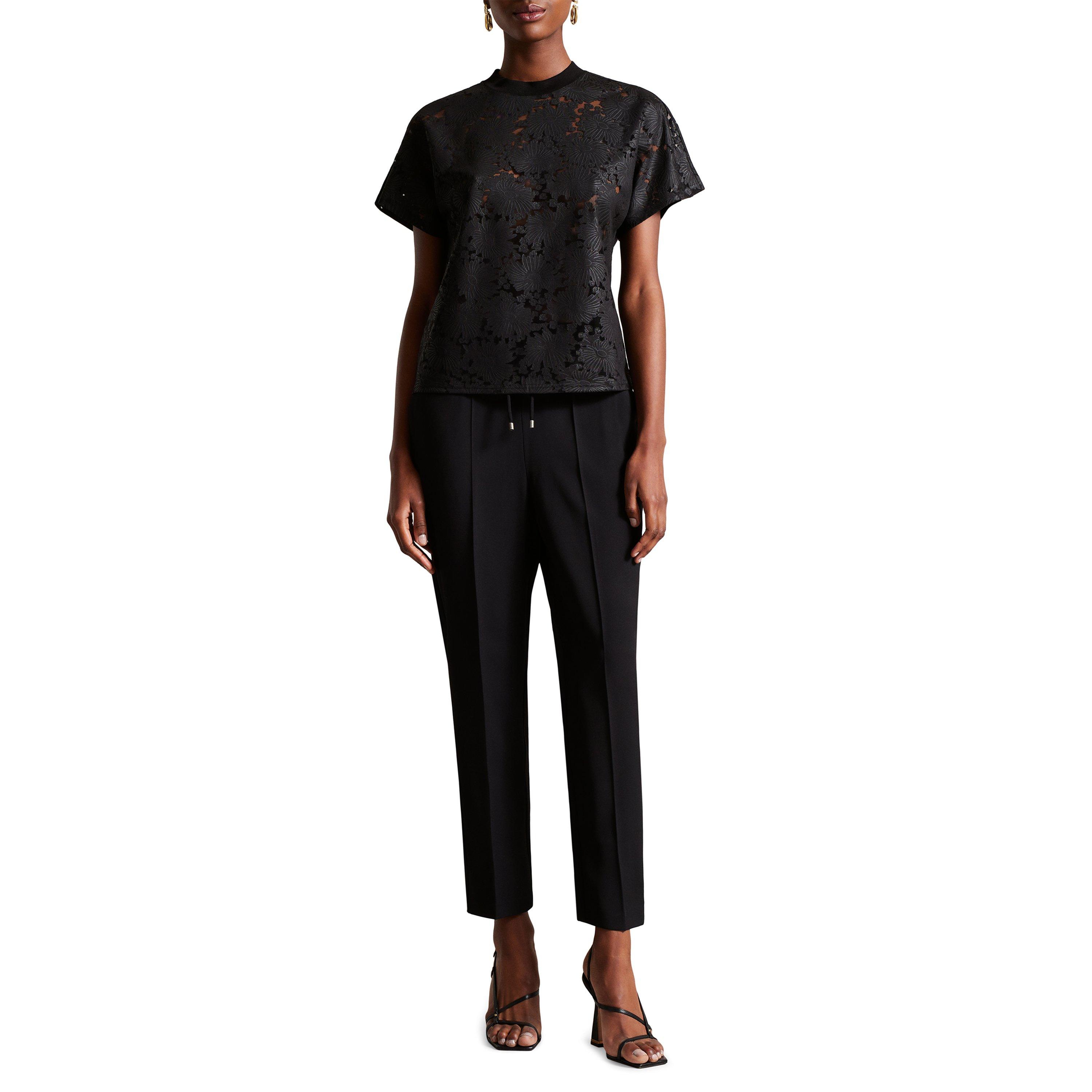 Nero - Ted Baker - Maralo Floral Lace Relaxed T-Shirt - 2