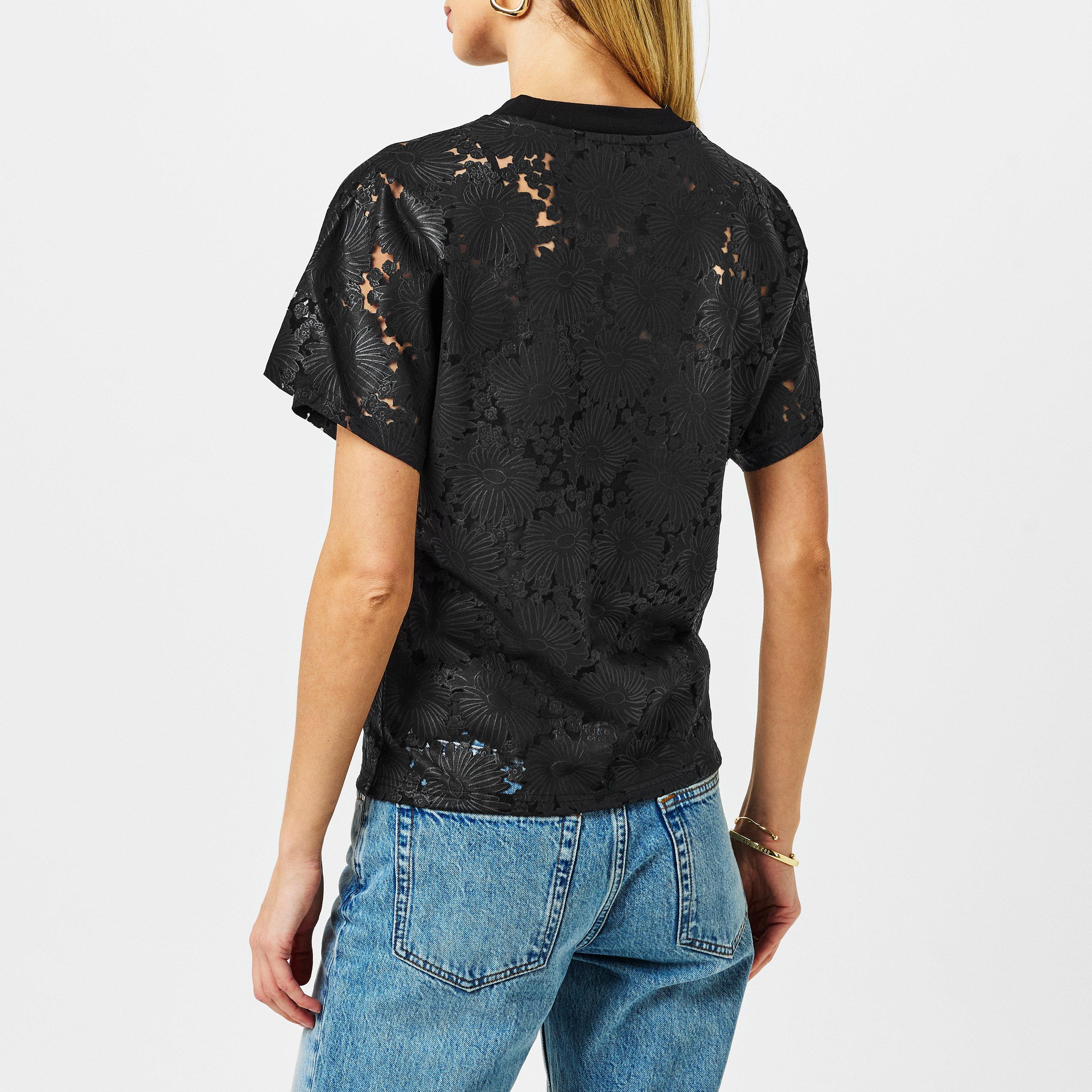 Nero - Ted Baker - Maralo Floral Lace Relaxed T-Shirt - 4