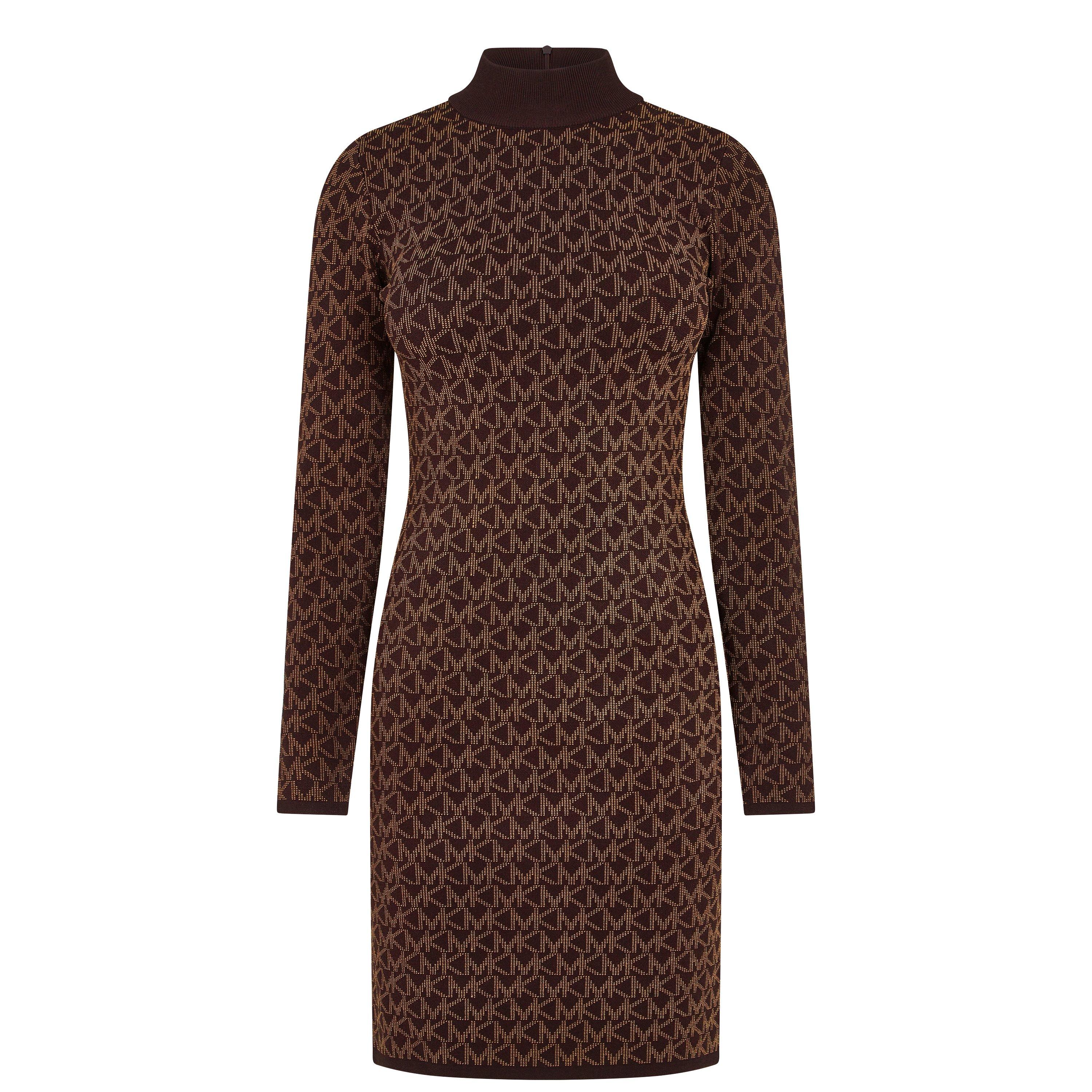 Chocolate - MICHAEL Michael Kors - Logo Jacquard Dress - 8