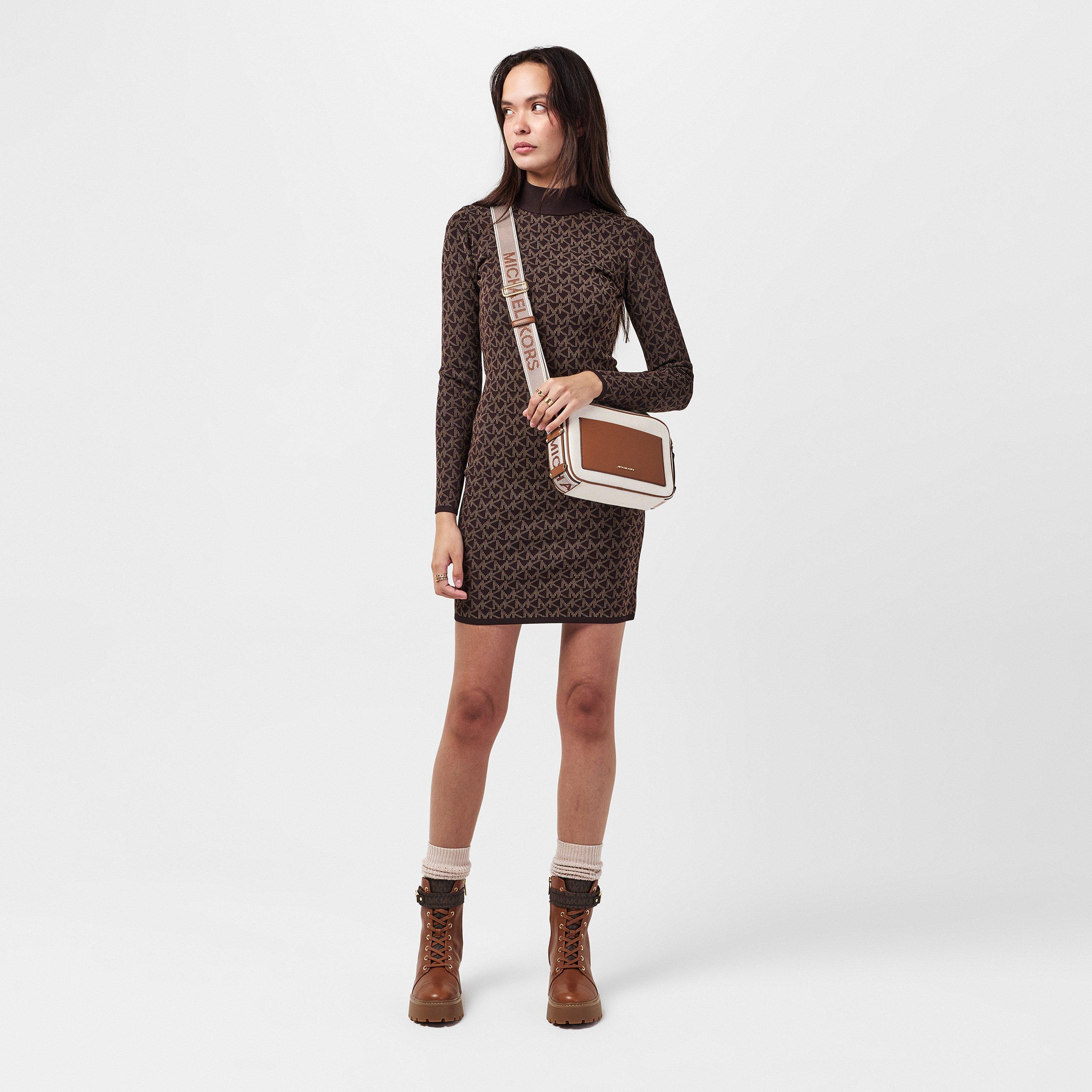 Chocolate - MICHAEL Michael Kors - Logo Jacquard Dress - 6