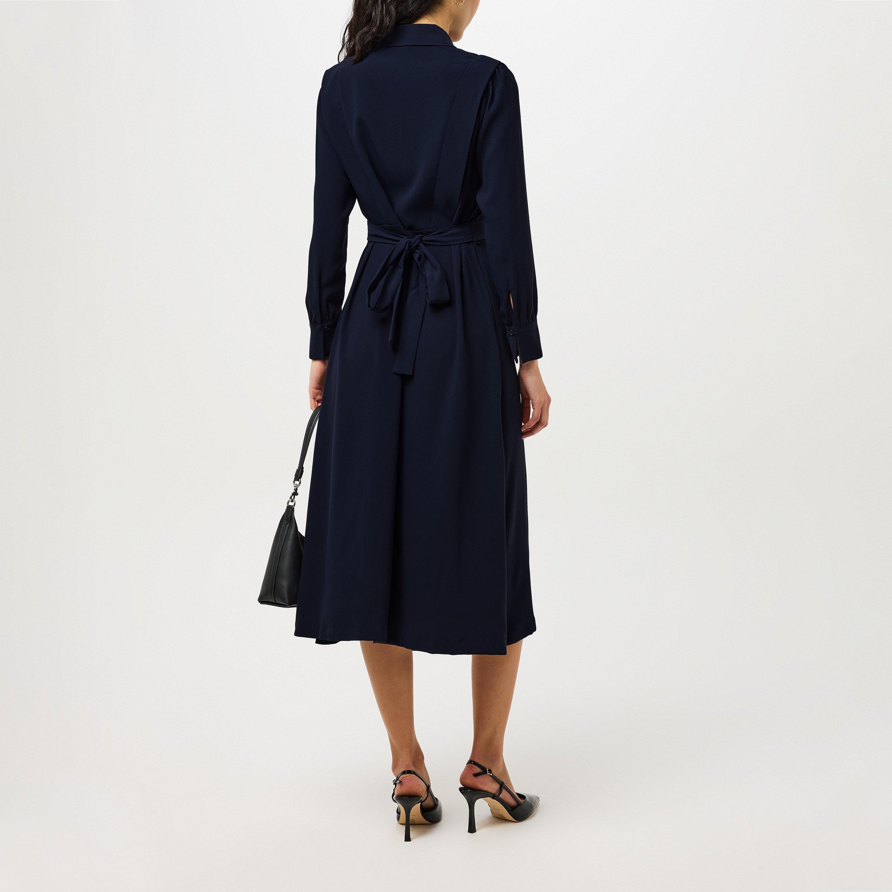 Marine - French Connection - Women's Brina Crepe Button-Down Maxi Shirt Dress - 3