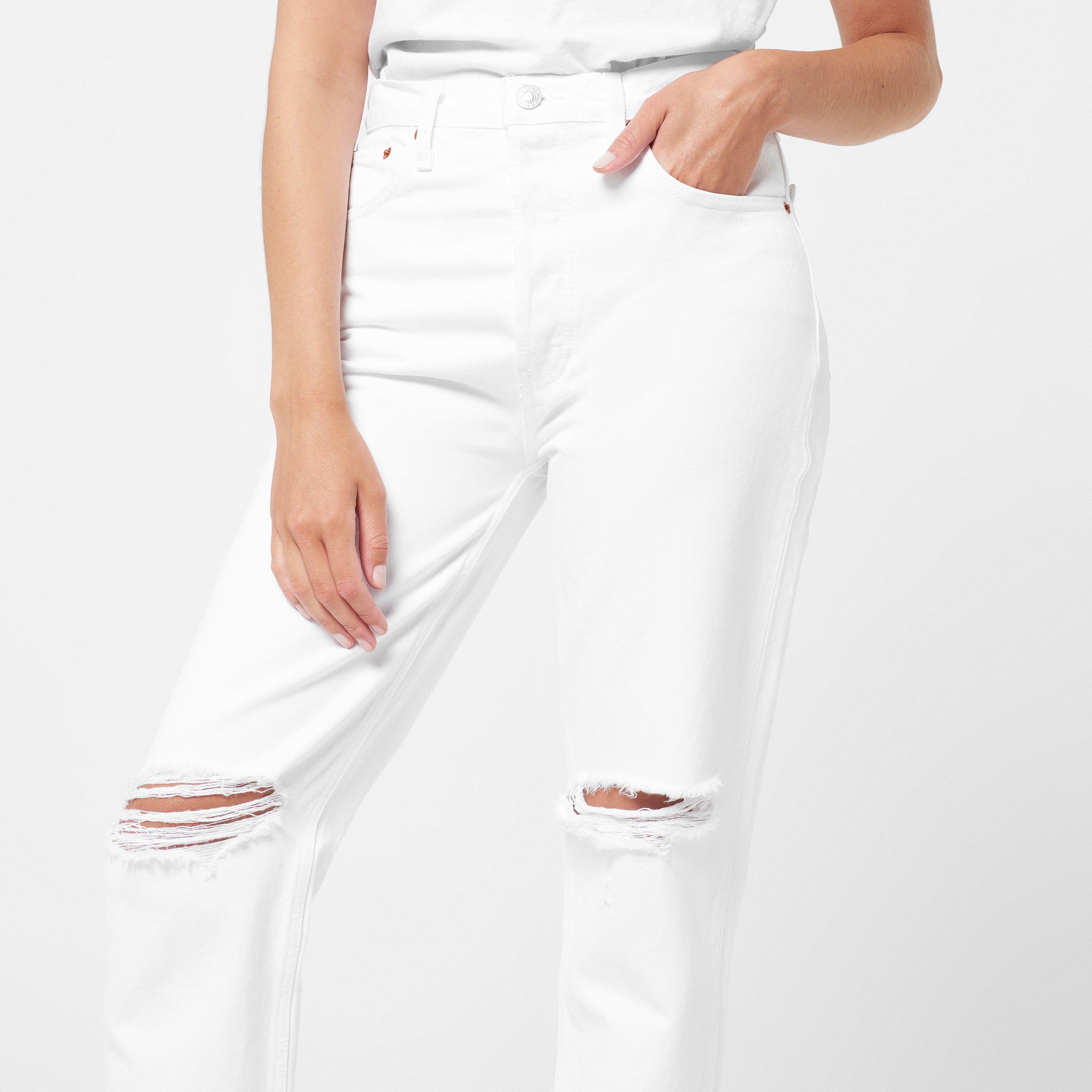 White Destroyed - Redone - Women's Straight-Leg Stove Pipe Jeans - 4