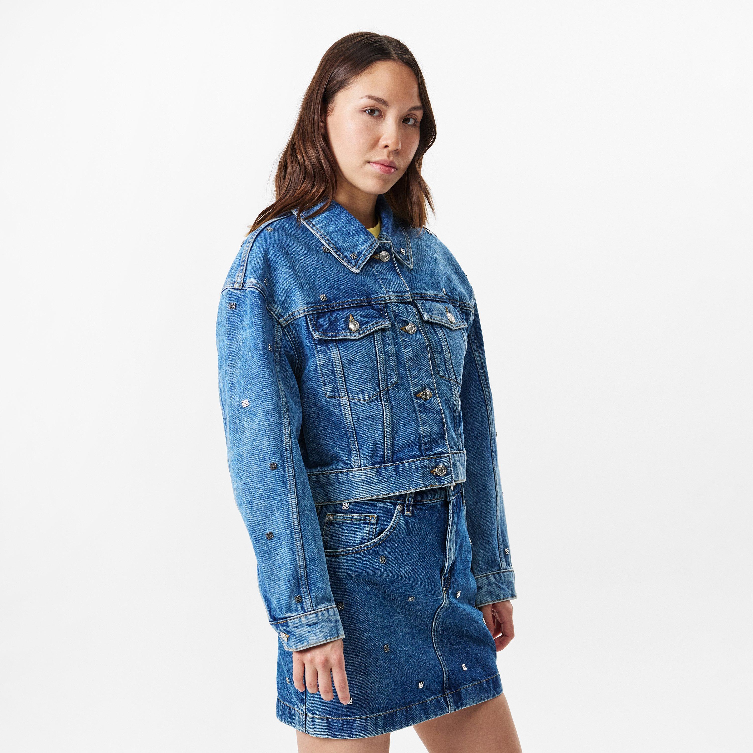 Medium Blue - Hugo - Women's Gebisi Long Sleeve Button Denim Jacket - 3