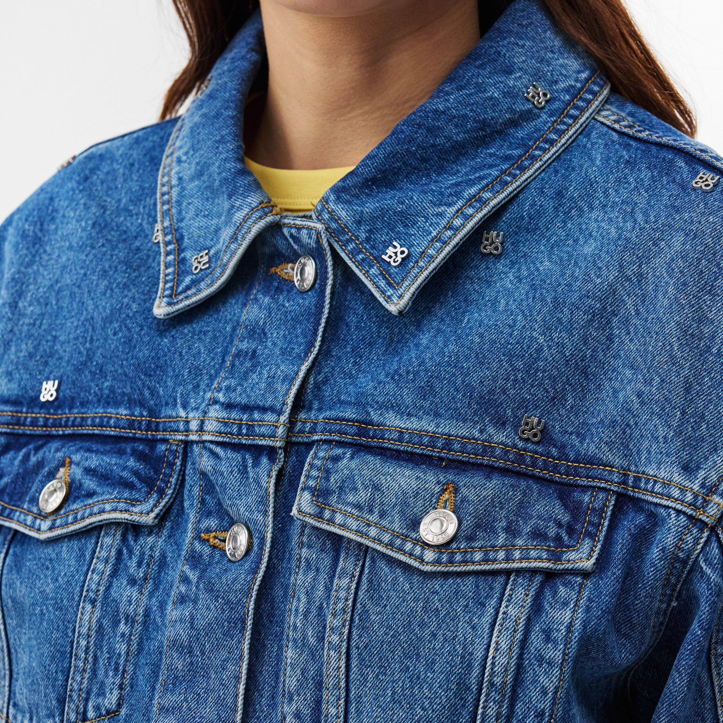 Medium Blue - Hugo - Women's Gebisi Long Sleeve Button Denim Jacket - 4