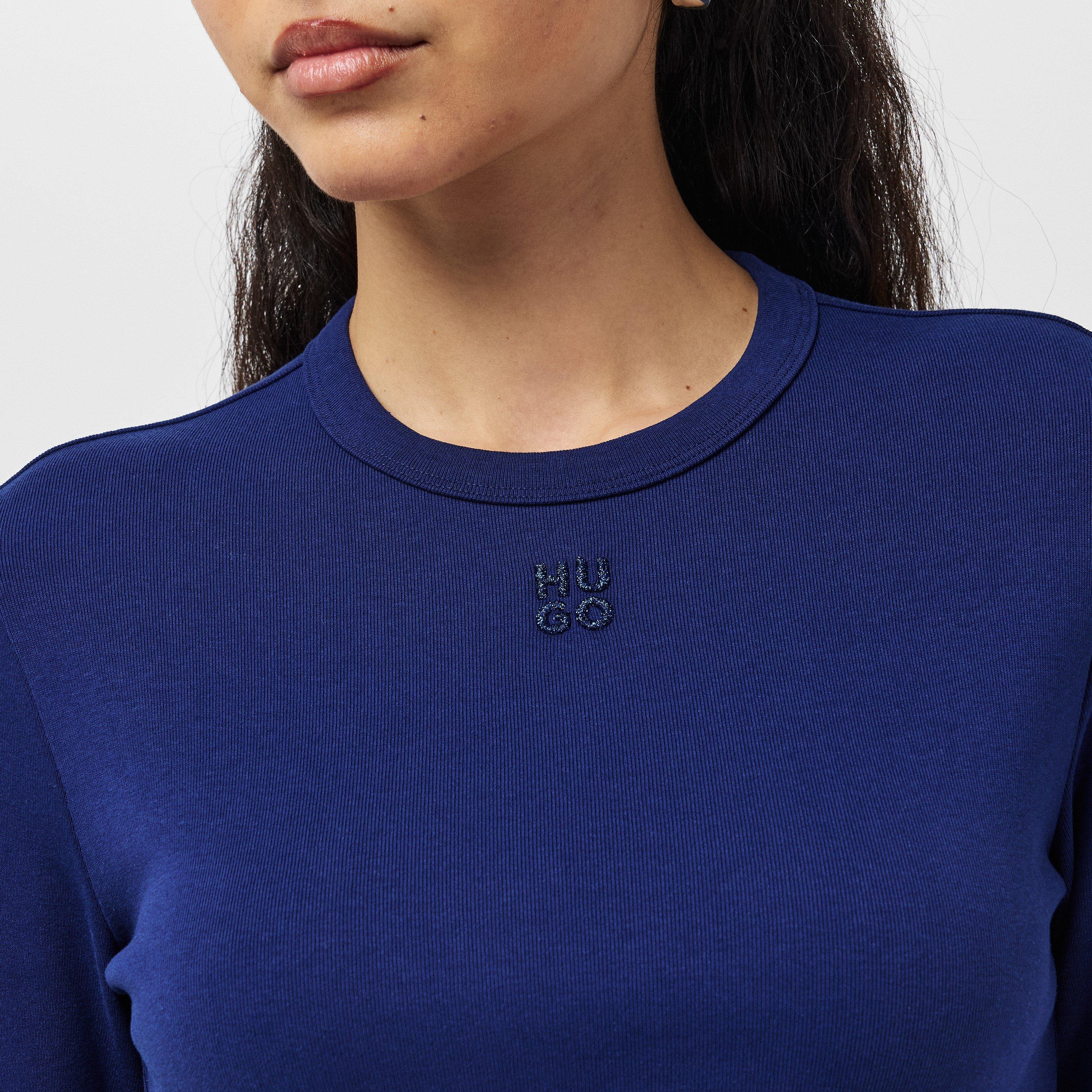 Dark Blue - Hugo - Long Sleeve Logo T-Shirt - 5