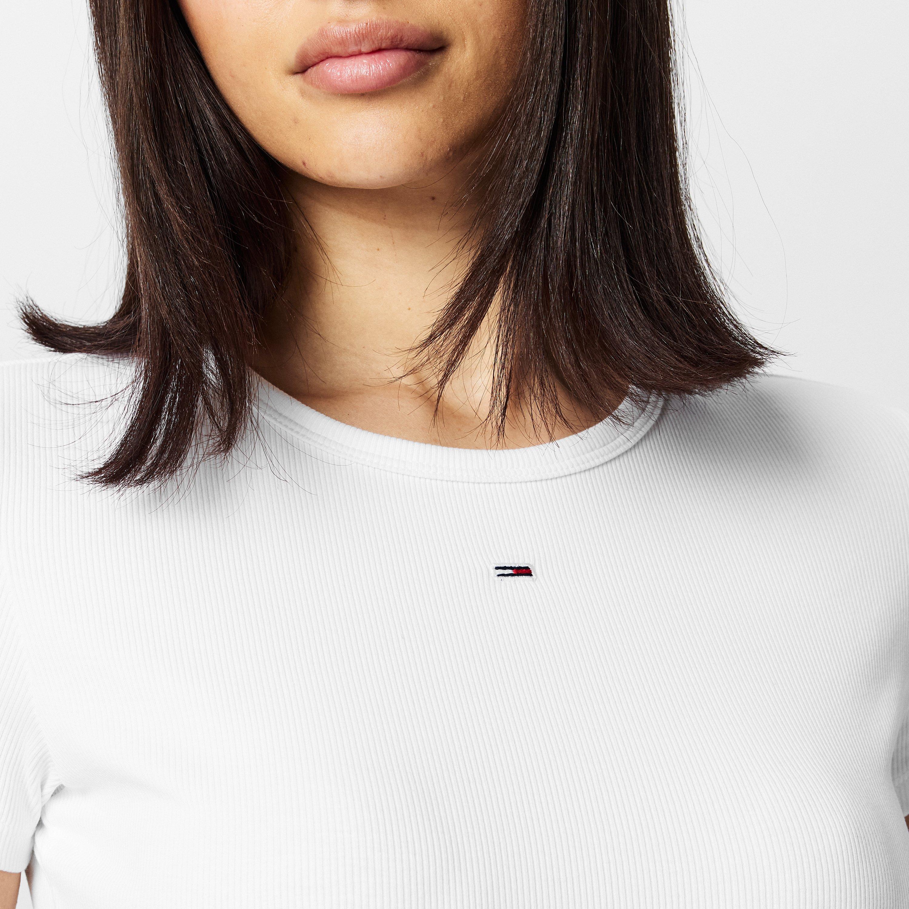 Blanco - Tommy Jeans - Short Sleeve Logo Ribbed T-Shirt - 5