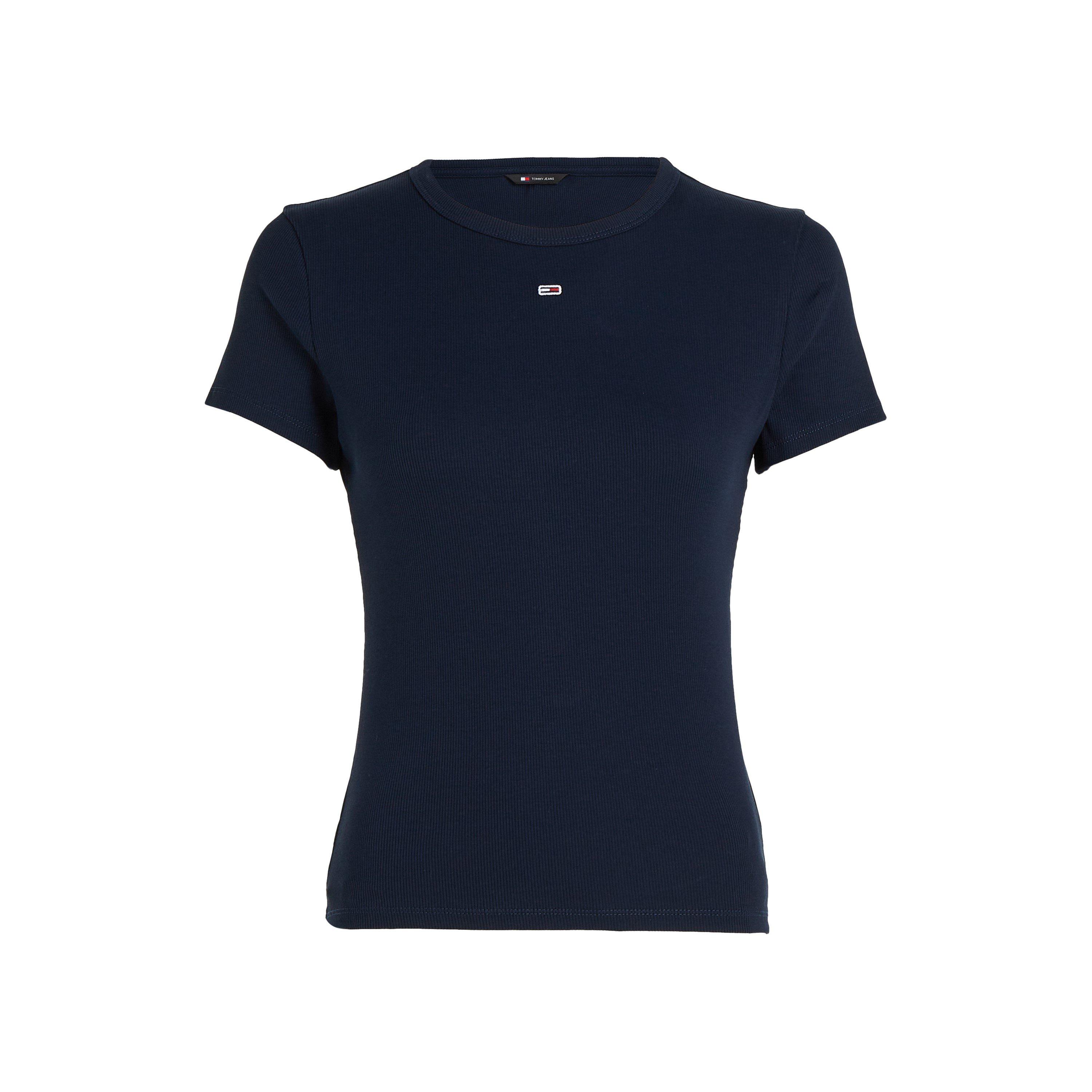 Tommy Jeans Women's Short Sleeve Logo Ribbed T-Shirt - Dark Navy - 10 (S)