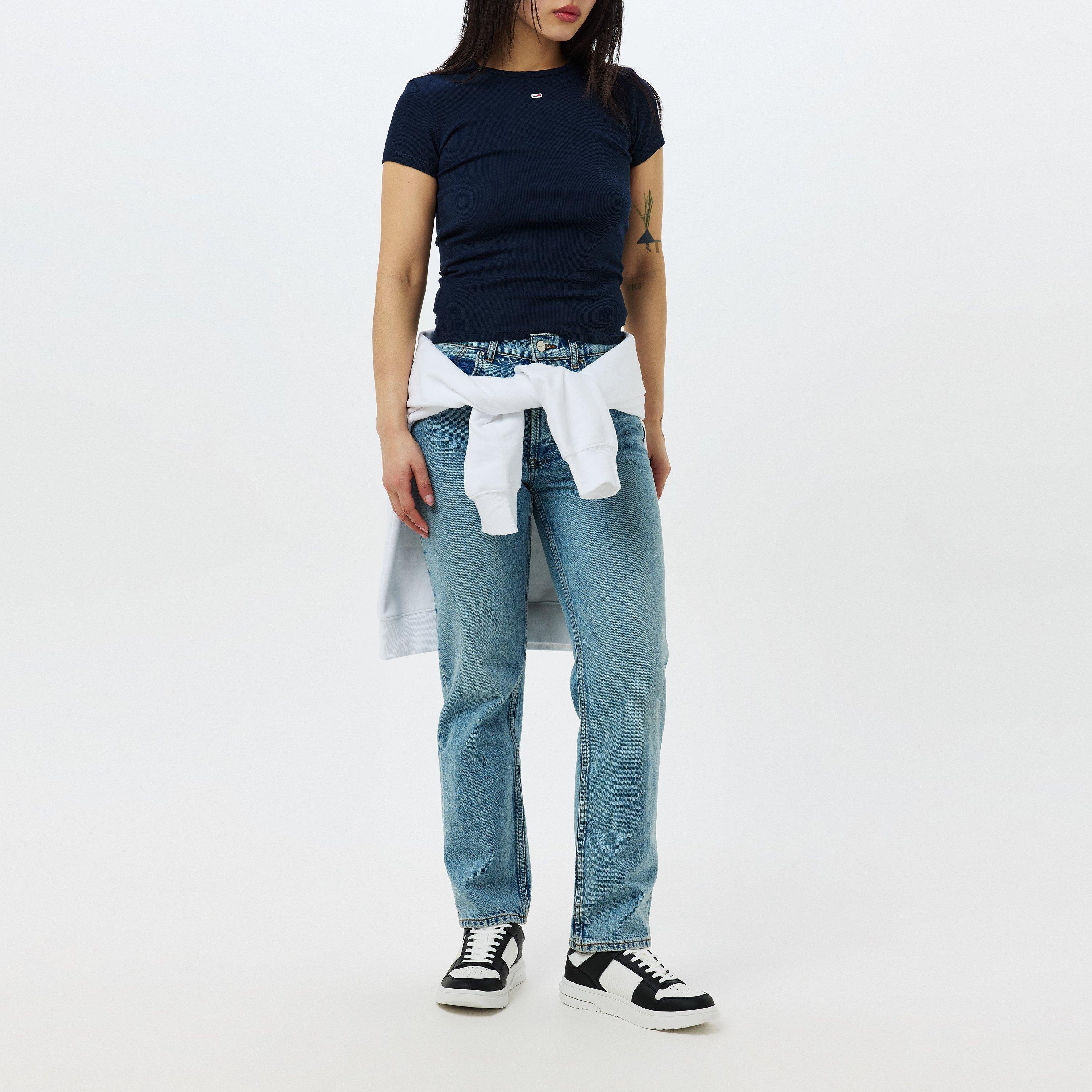 Dark Navy - Tommy Jeans - Short Sleeve Logo Ribbed T-Shirt - 6
