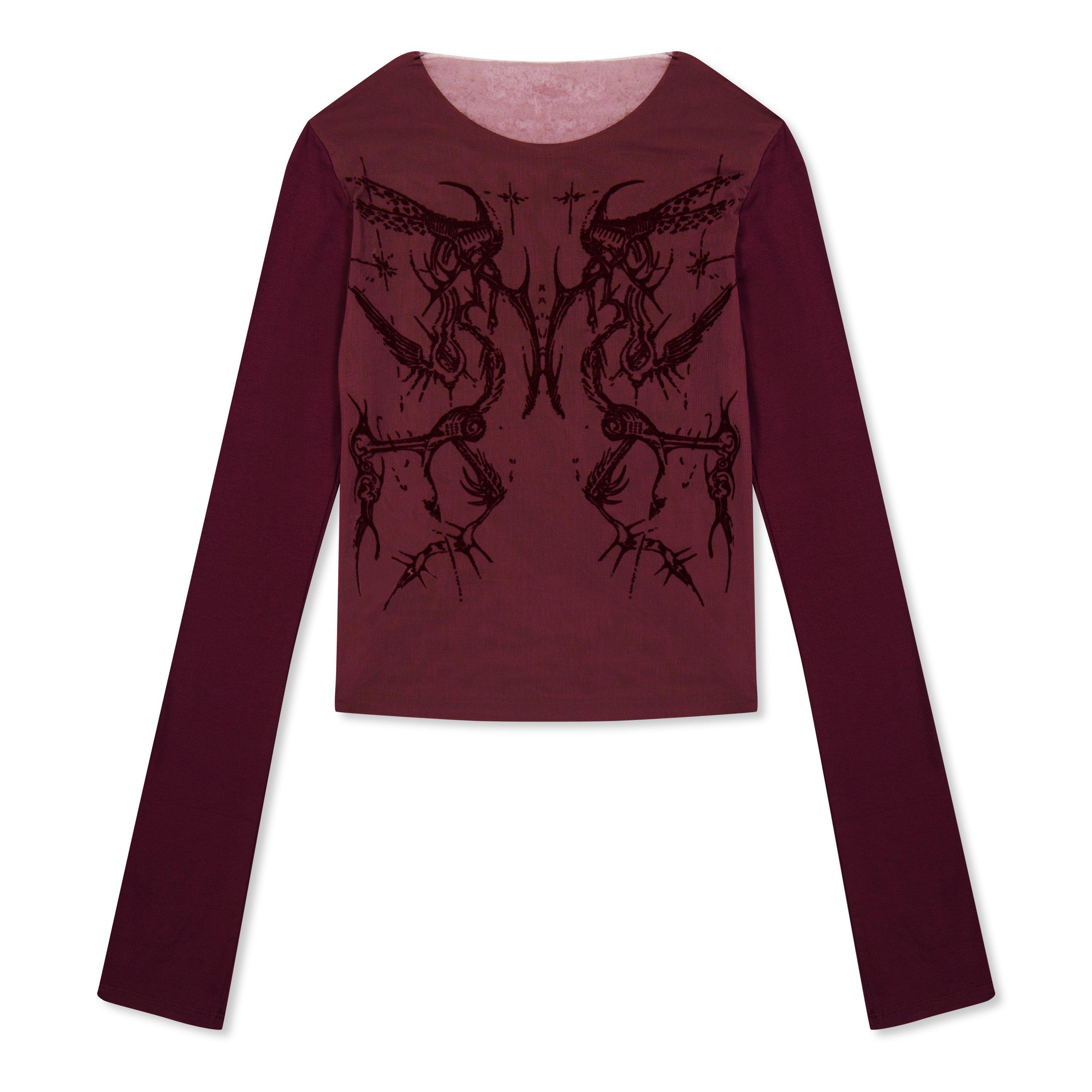 Red - Jaded London - Wine Wings Mesh Top - 6